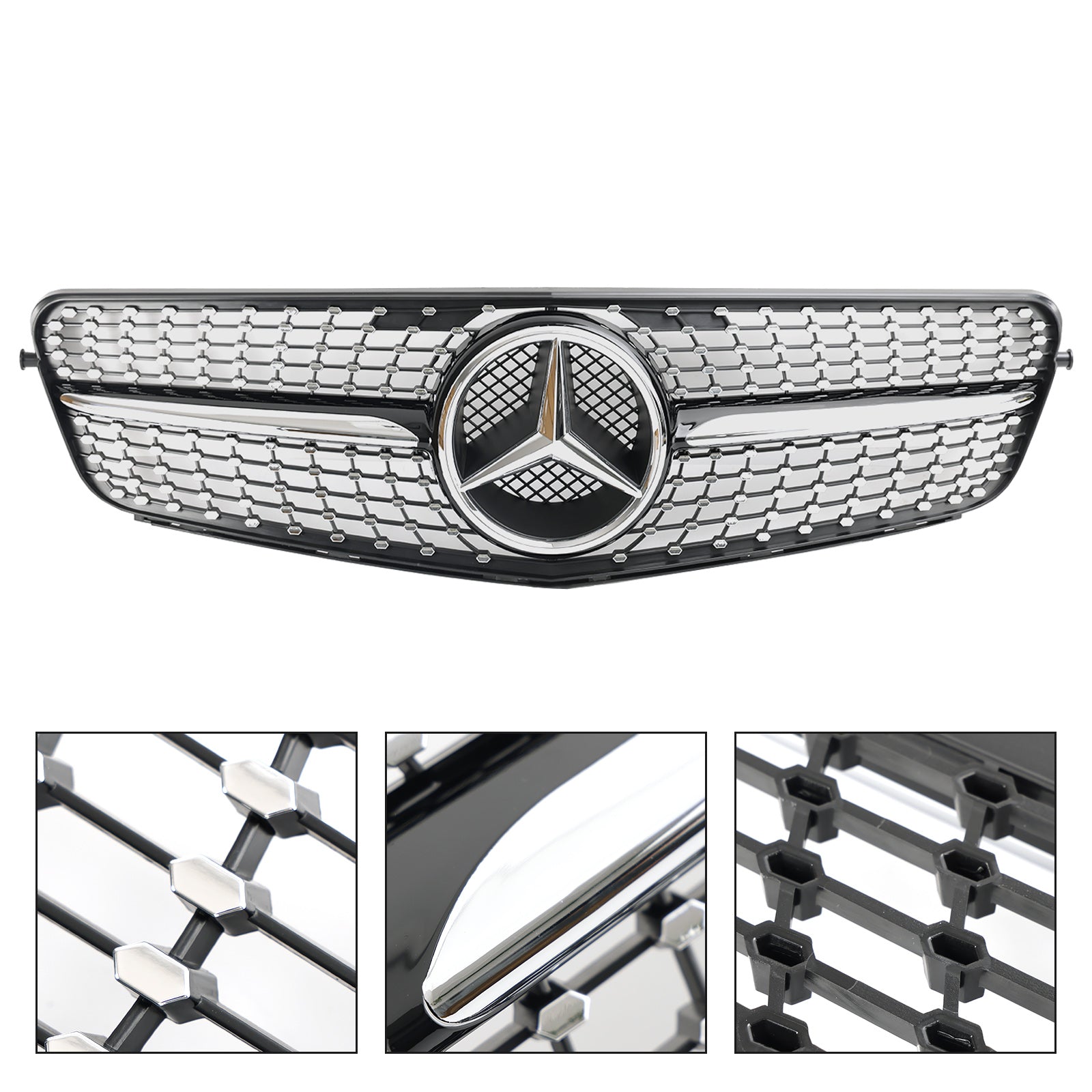 Parrilla delantera con diseño cromado negro para Mercedes C W204 (2008-2014)