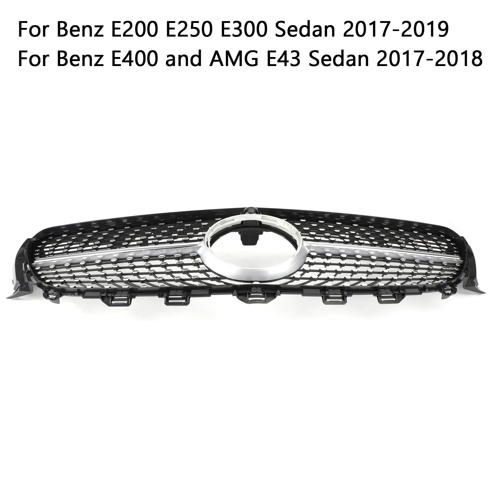 W213 Parrilla de repuesto con borde plateado diamante para Mercedes Benz E300 E400 (2016-2019)