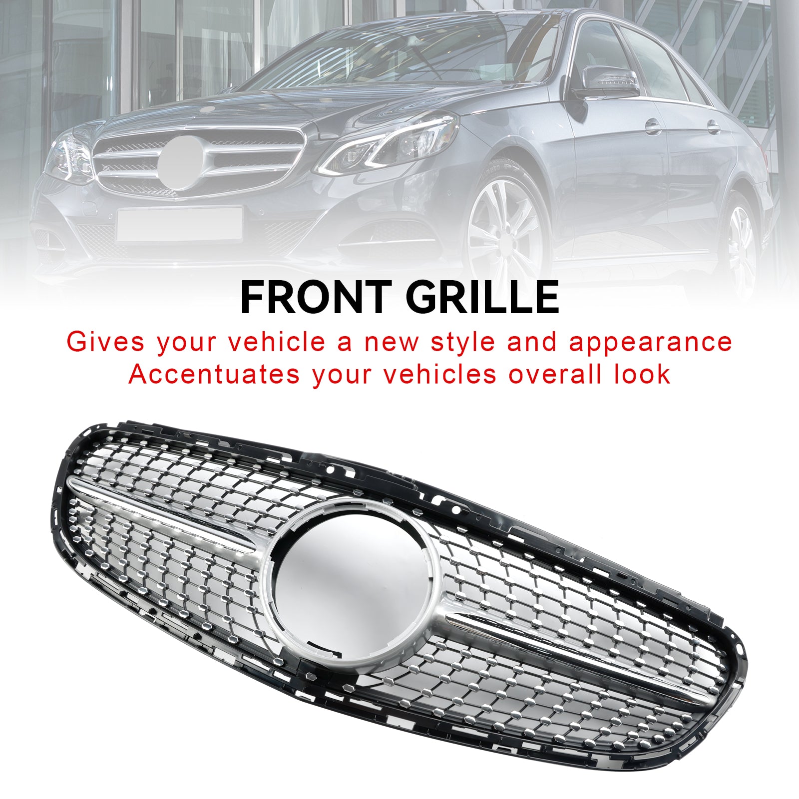 Diamantvormige grille voor de voorbumper van de Mercedes E-Klasse W212 Facelift 2013-2016