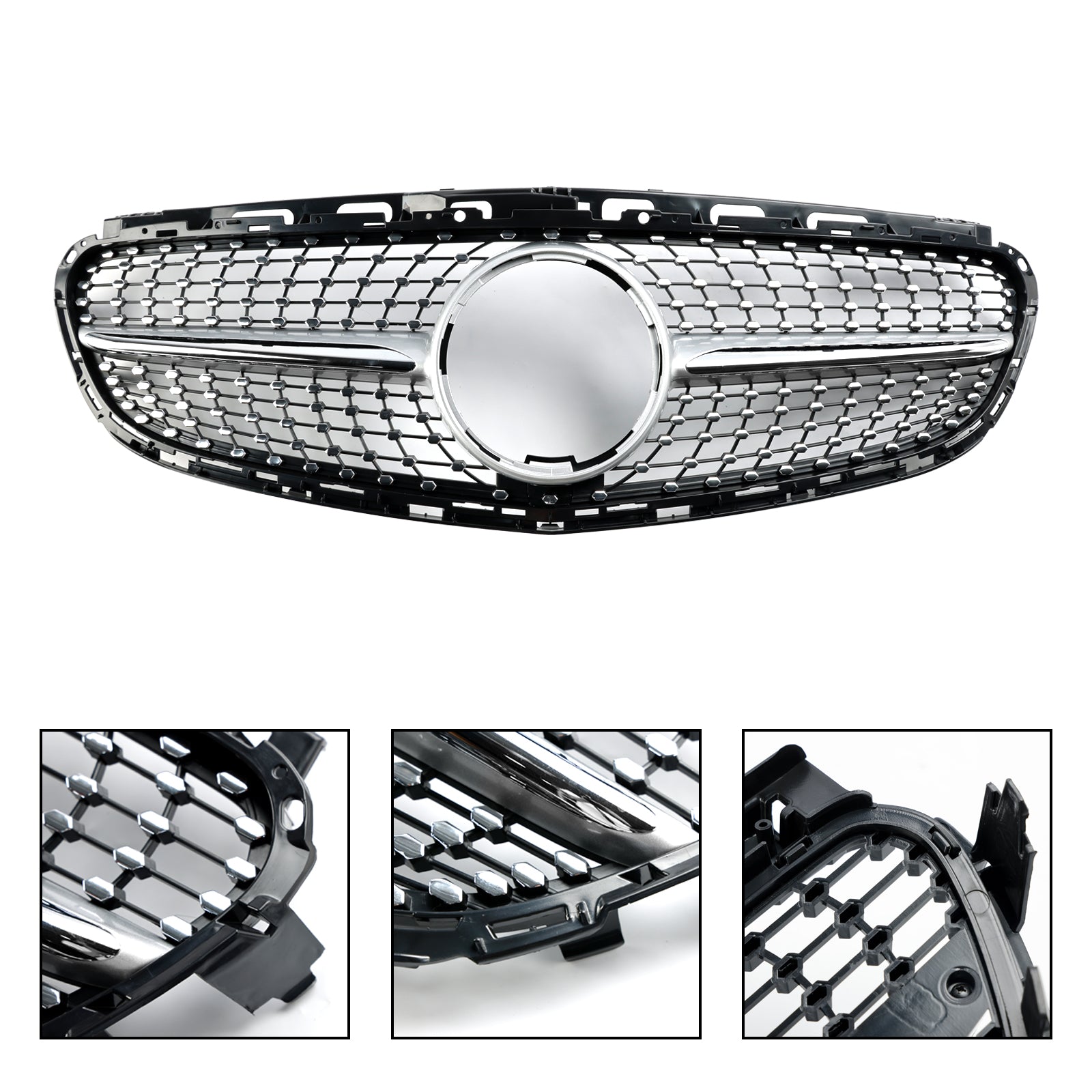 Diamantvormige grille voor de voorbumper van de Mercedes E-Klasse W212 Facelift 2013-2016