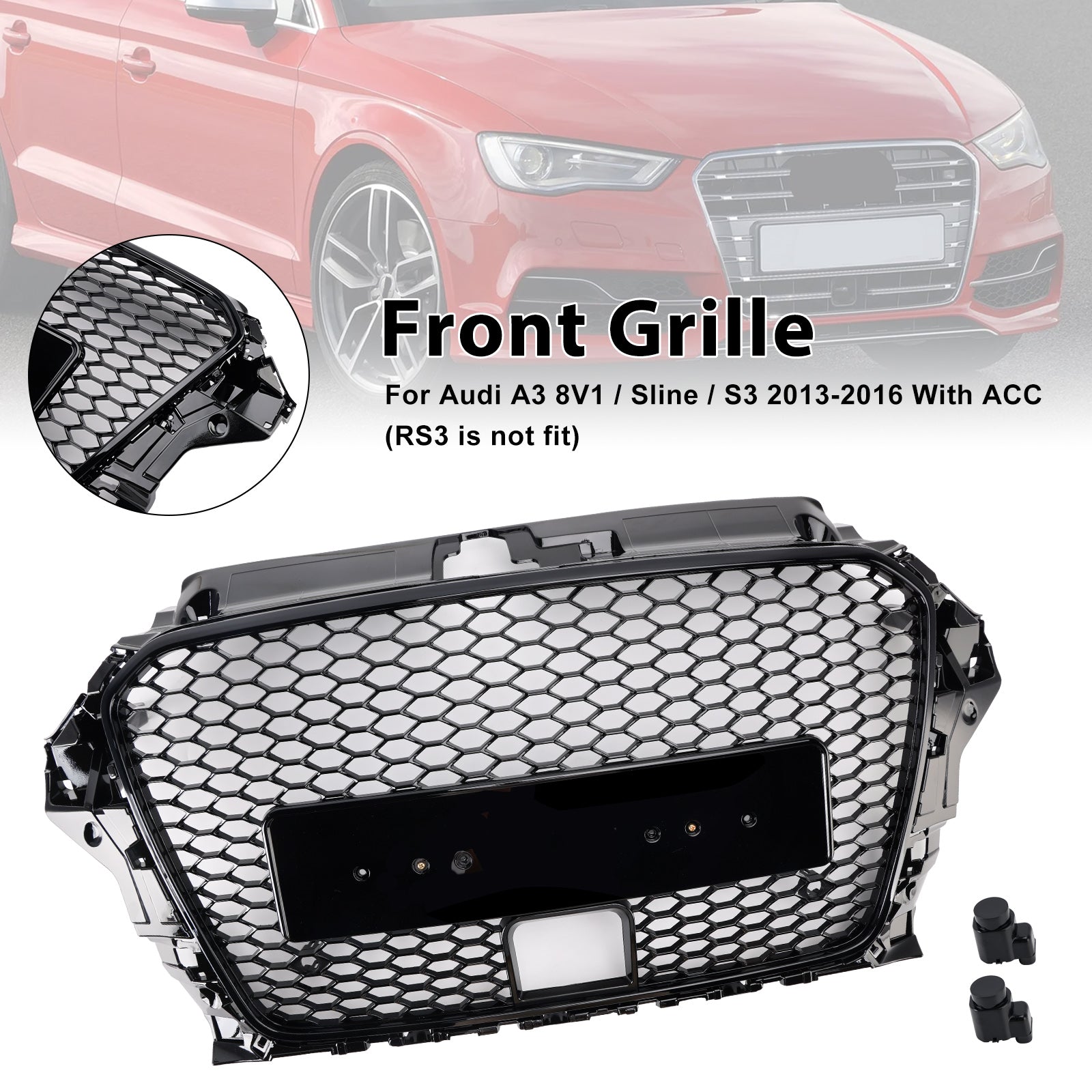Griglia paraurti anteriore stile RS3 per Audi A3 8V1/Sline/S3 2013-2016 con ACC