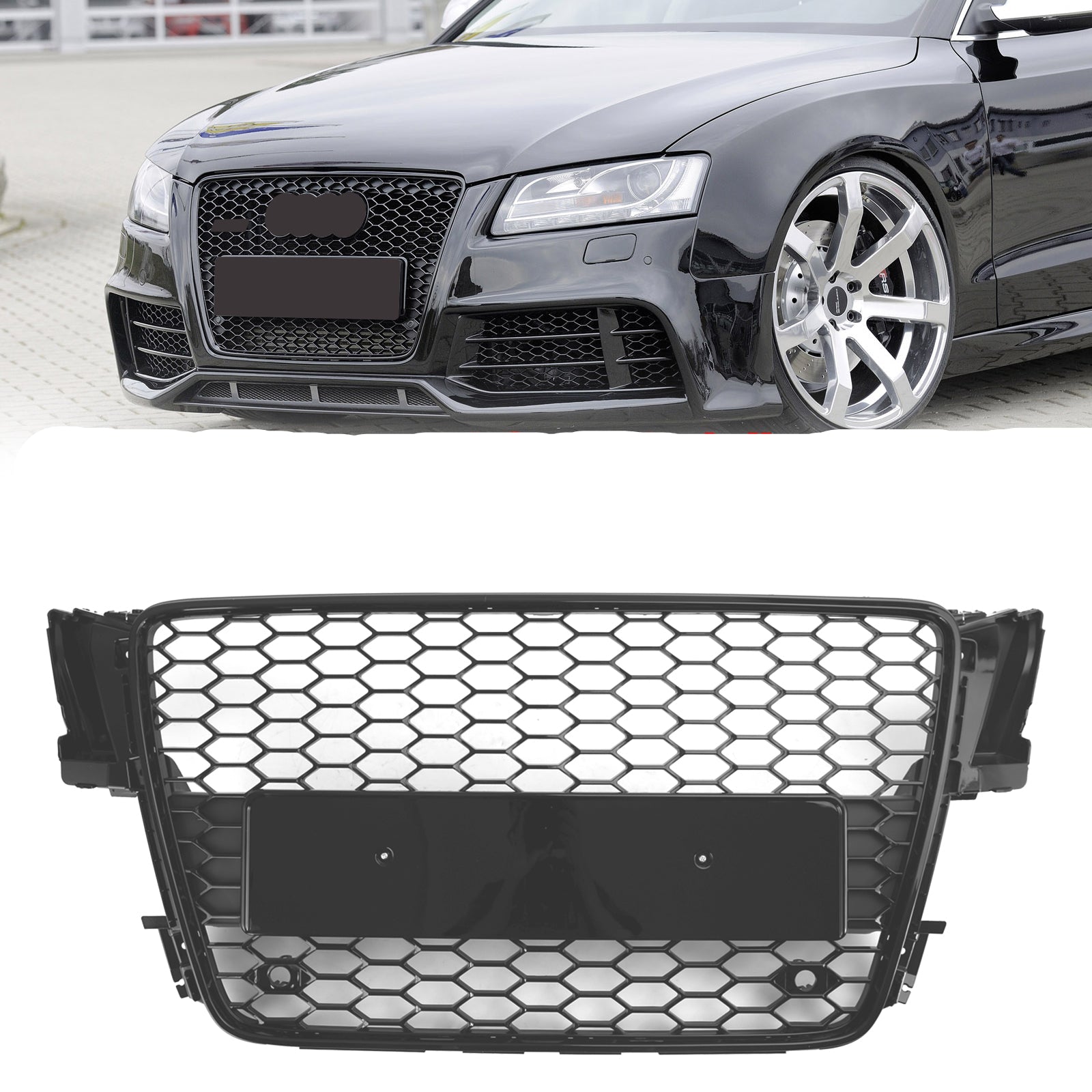 Audi A5 / S5 (B8) 2008-2012 - Calandre sport avant type RS5 à motif nid d'abeilles pour capot