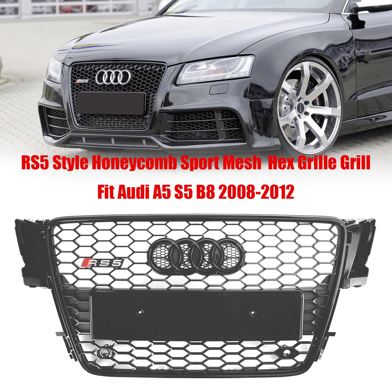 Audi A5/S5 B8 2008-2012 Sports negros infantiles brillantes estilo de permeabilidad Pequeña Rs5 Rs5