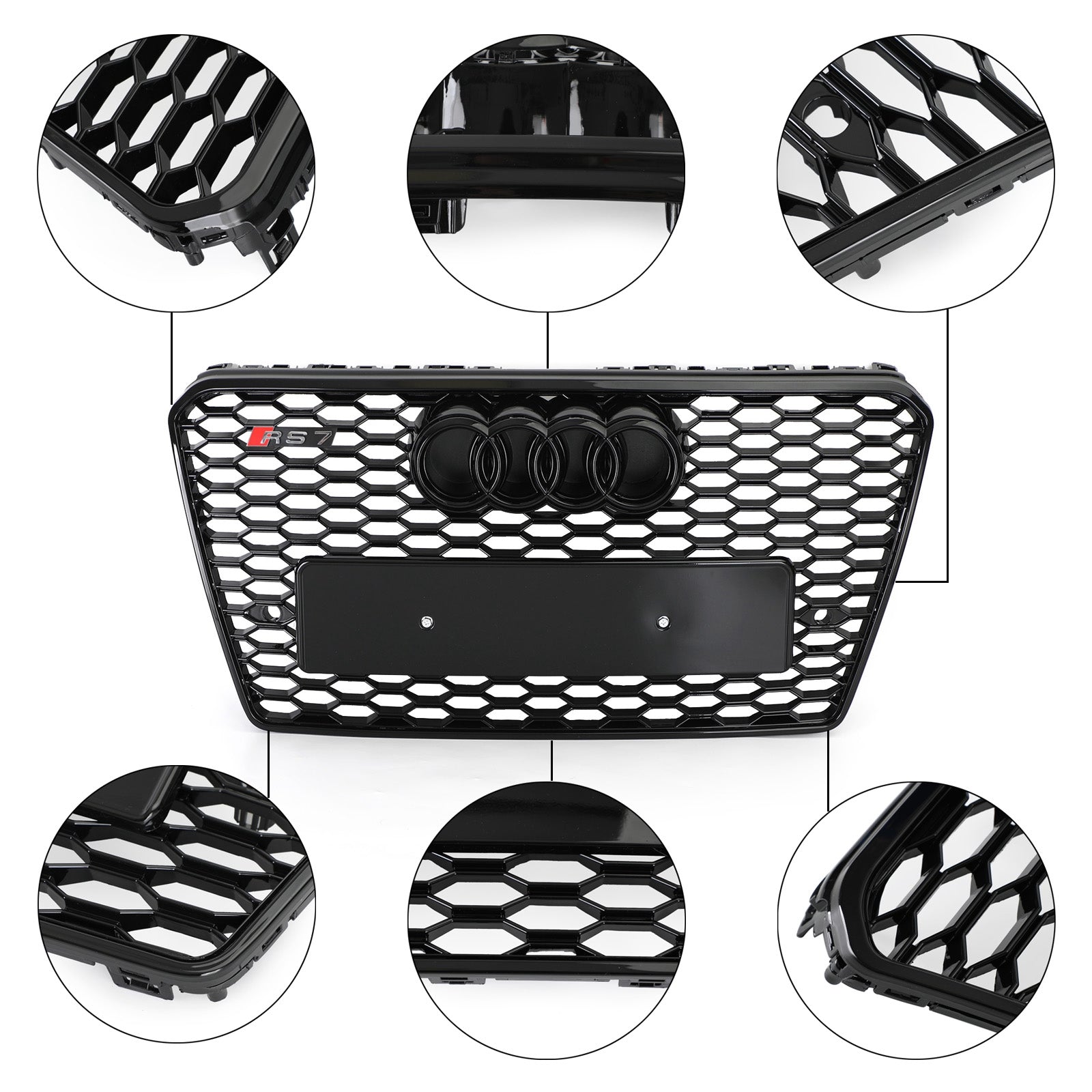 Rejilla hexagonal de malla deportiva estilo panal Audi A7/S7 RS7 2012-2015, color negro