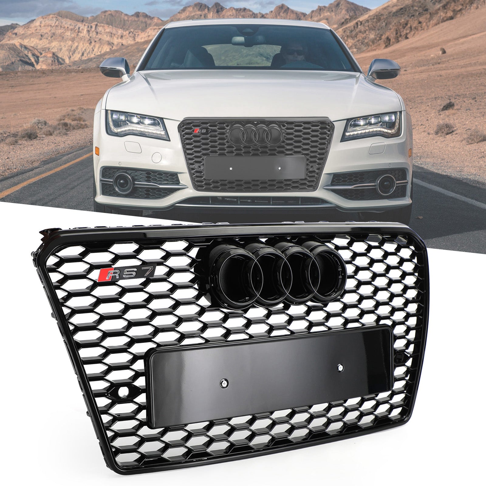 Rejilla hexagonal de malla deportiva estilo panal Audi A7/S7 RS7 2012-2015, color negro