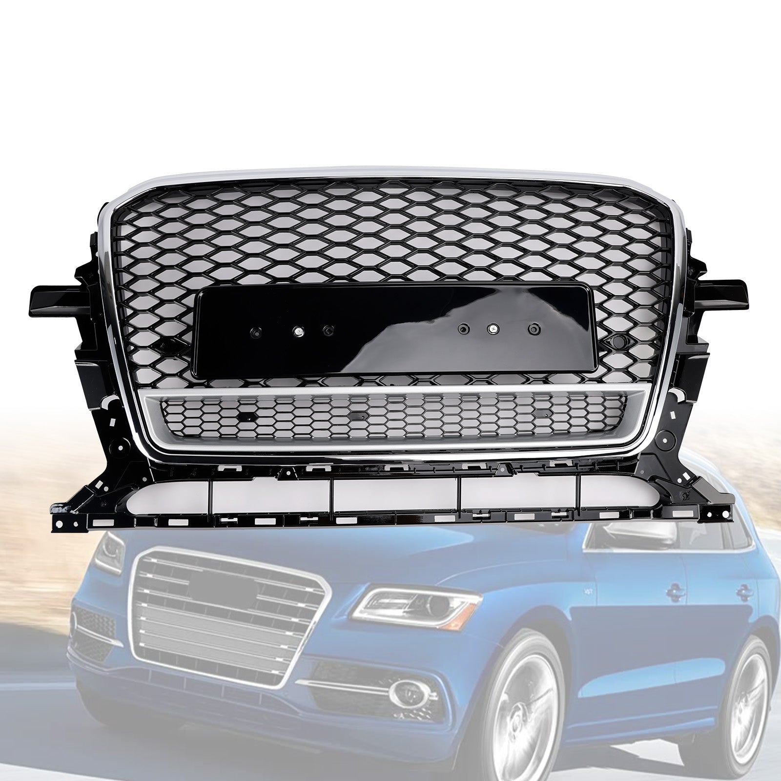 Grille de pare-chocs avant en nid d'abeille chromée/noire pour Audi Q5 2013-2017