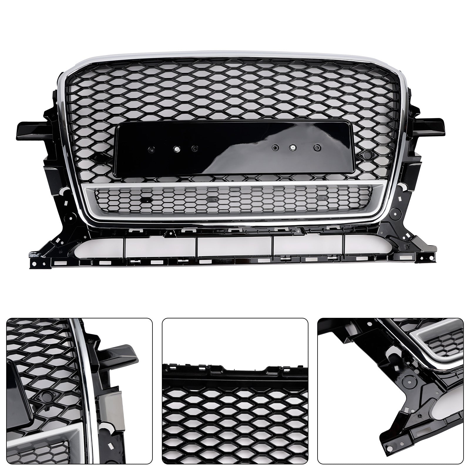 Grille de pare-chocs avant en nid d'abeille chromée/noire pour Audi Q5 2013-2017