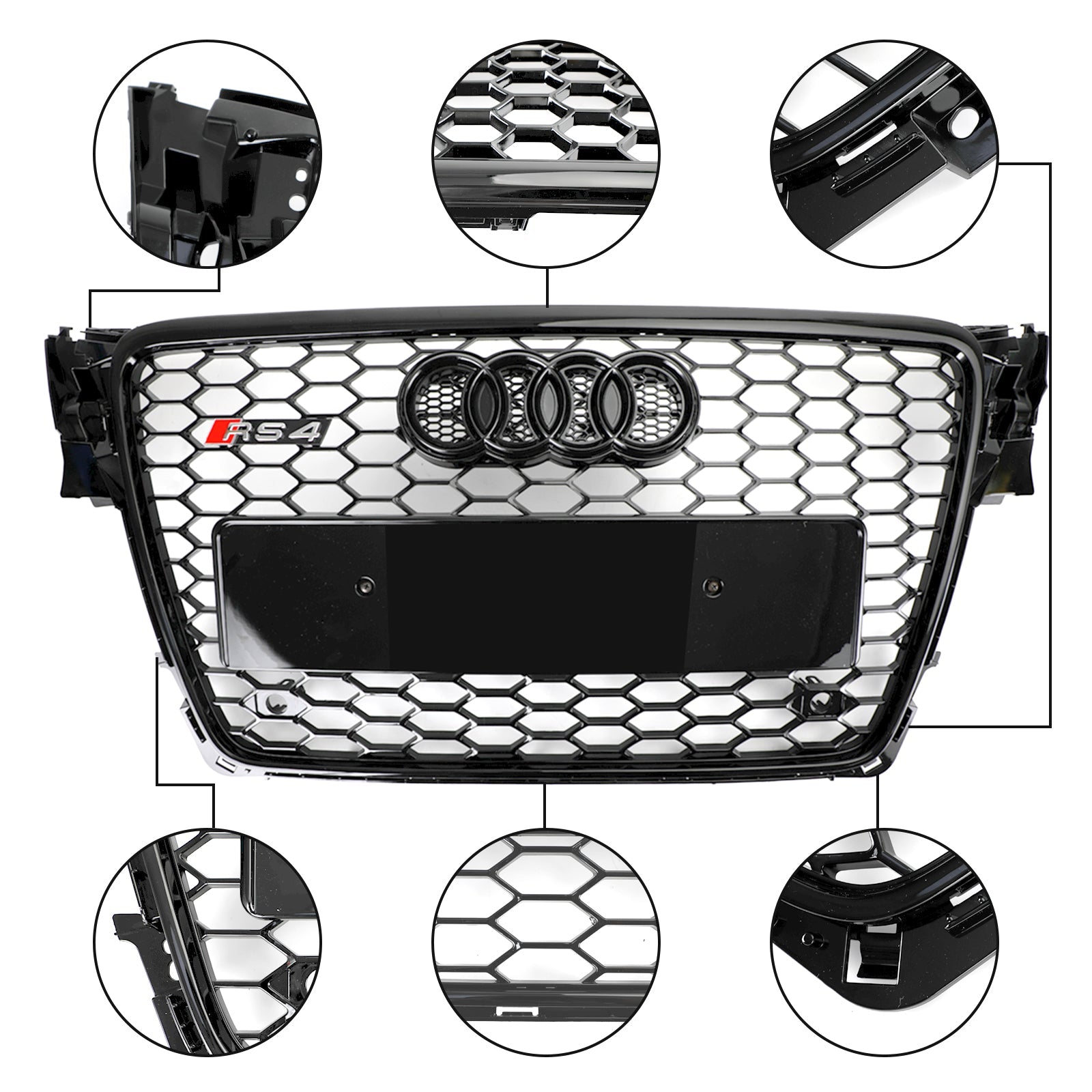 RS4 Stijl Honingraat Sport Mesh Hex Grille Grill Fit Audi A4/S4 B8 2009-2012