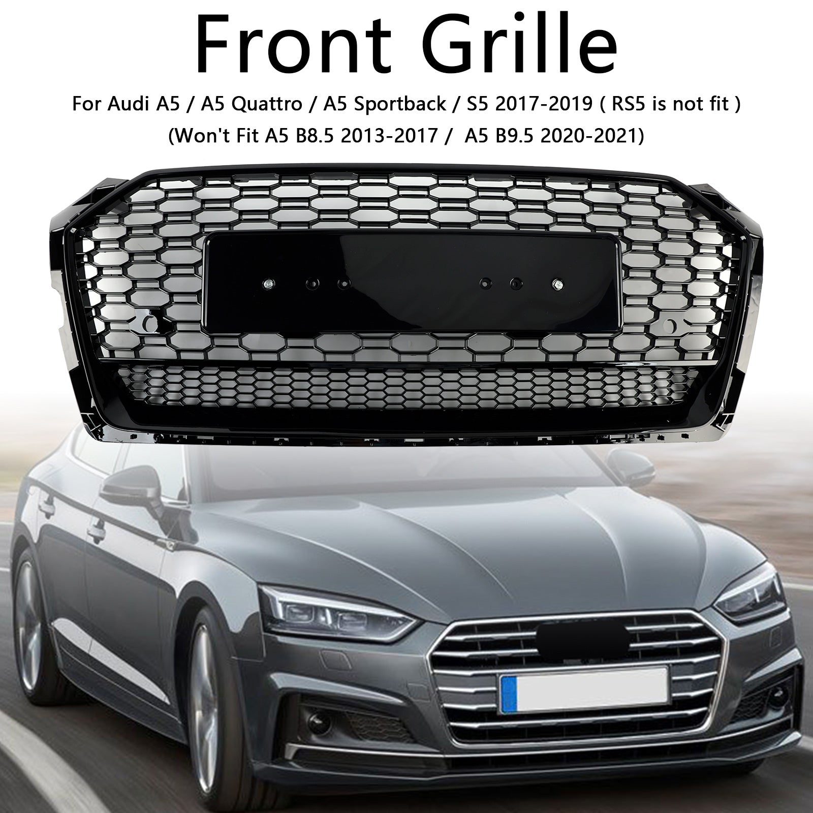 Grilla esagonale in stile sport a nido d'au Audi A5 S5 B9 RS5 2017-2019