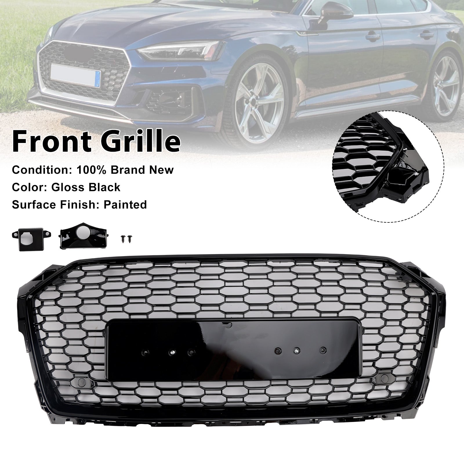 Calandre avant sport en nid d'abeille pour Audi A5 S5 B9 RS5 2017-2019 8W6853651ABFUQ