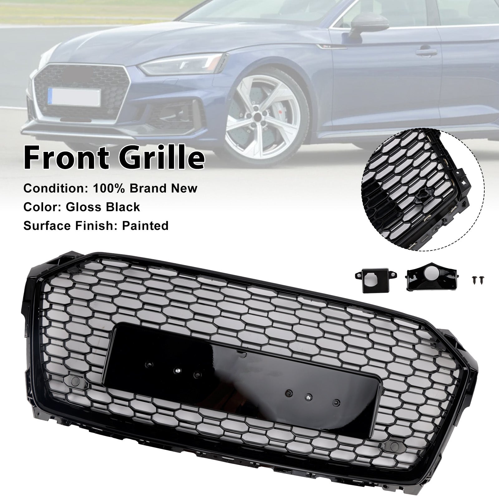 Calandre avant sport en nid d'abeille pour Audi A5 S5 B9 RS5 2017-2019 8W6853651ABFUQ