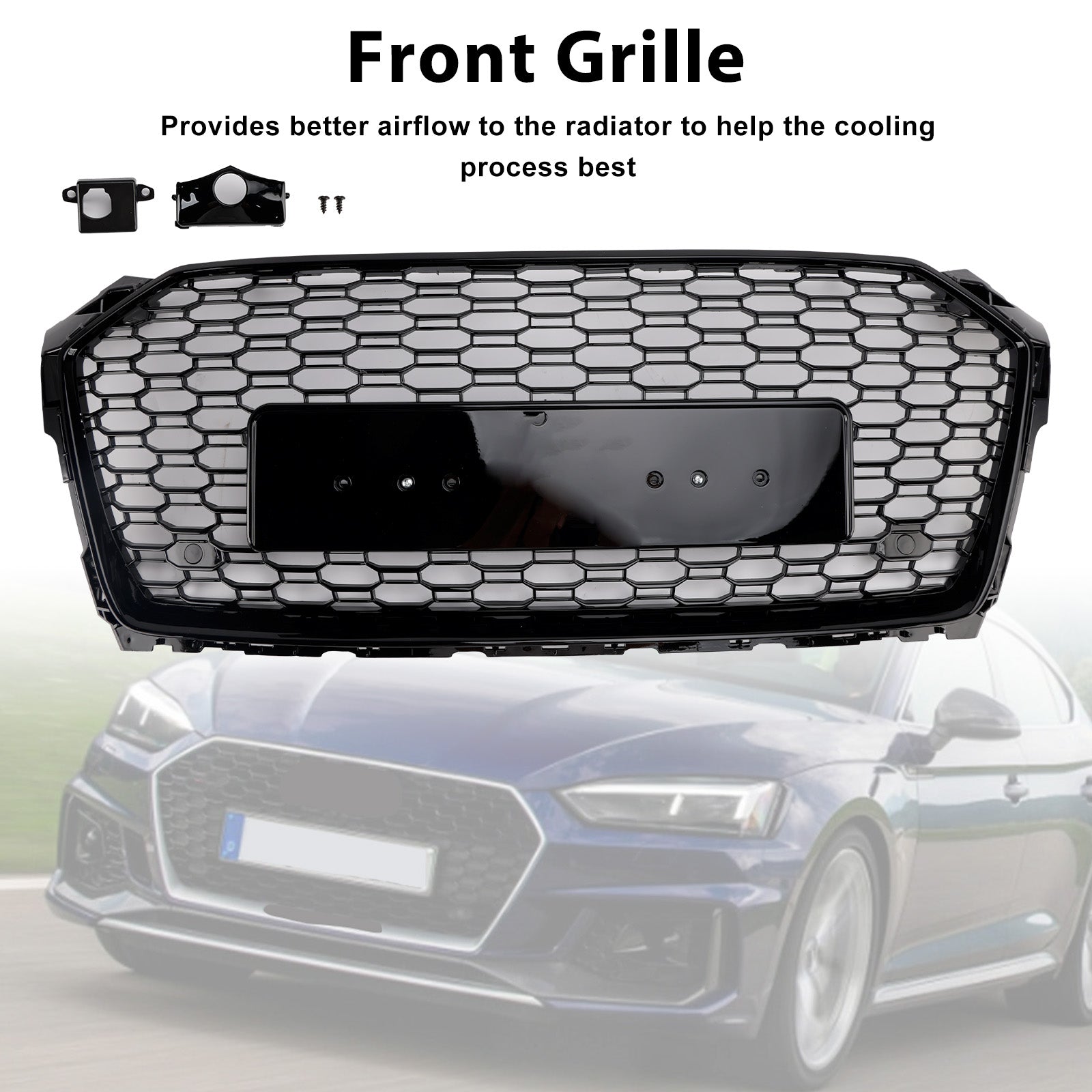 Calandre avant sport en nid d'abeille pour Audi A5 S5 B9 RS5 2017-2019 8W6853651ABFUQ
