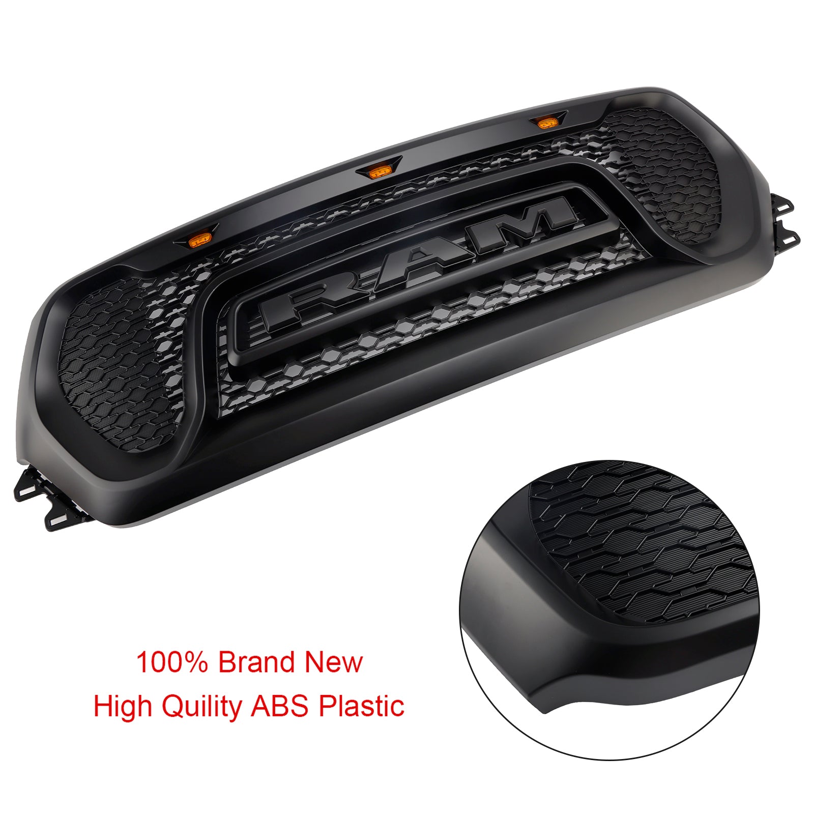 Črna zgornja maska hladilnika z vzorcem satja'čebela za Dodge Ram 1500 (2019–2024)