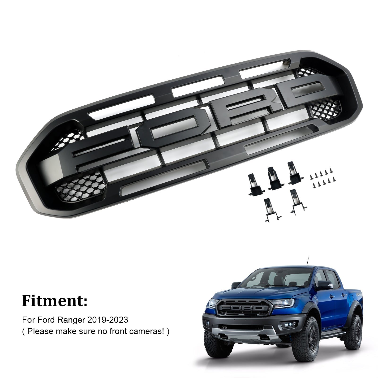 Grille de Bumper Front Style Raptor Noir Ford Ranger 2019-2023