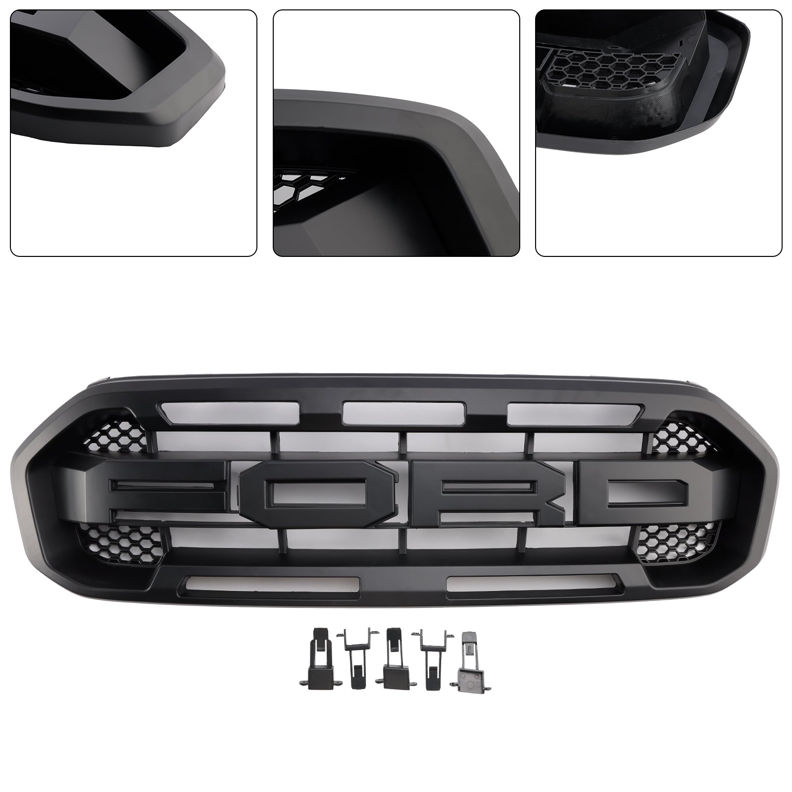 Grille de pare-chocs avant style Raptor pour Ford Ranger 2019-2023, noire