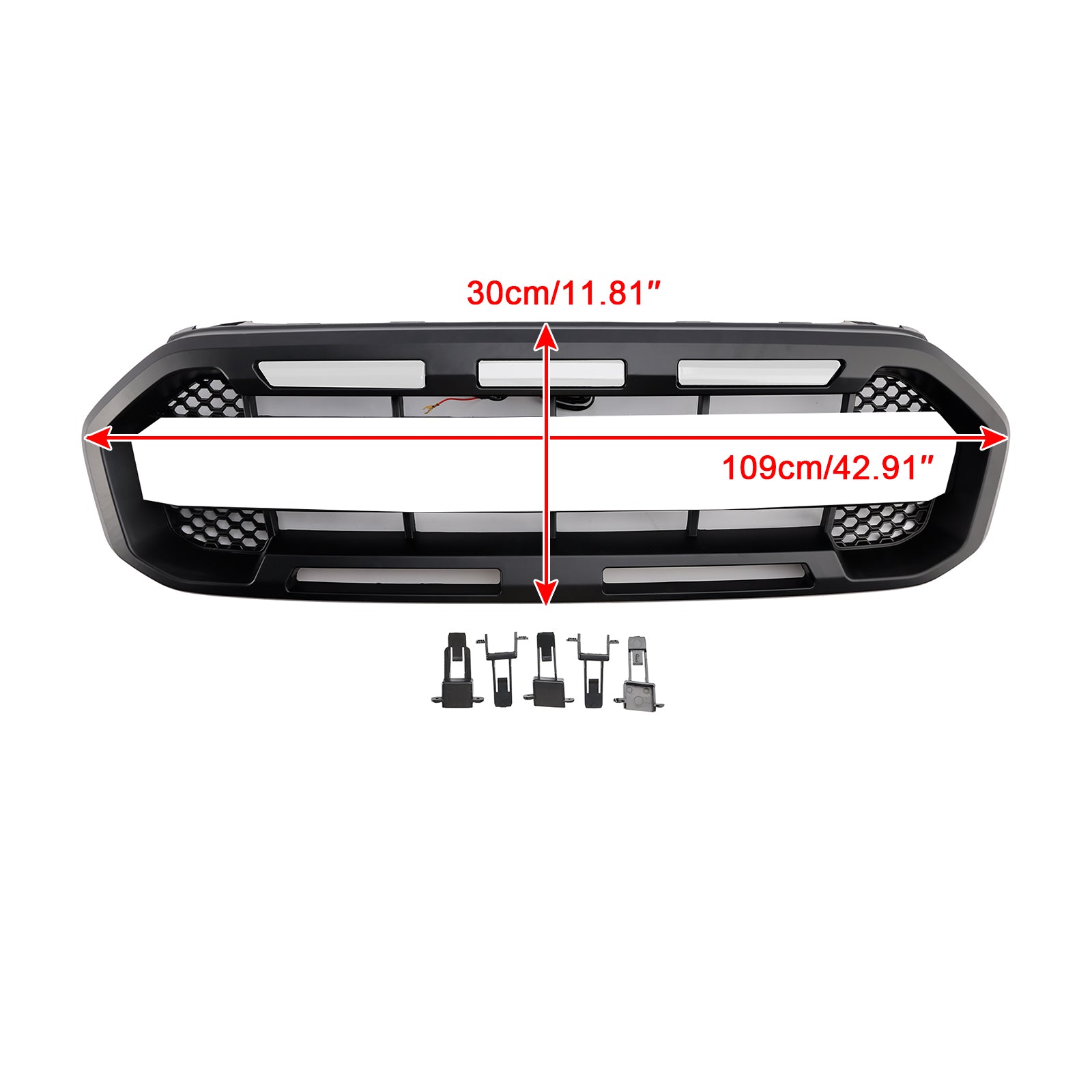 Grille de pare-chocs avant style Raptor pour Ford Ranger 2019-2023, noire