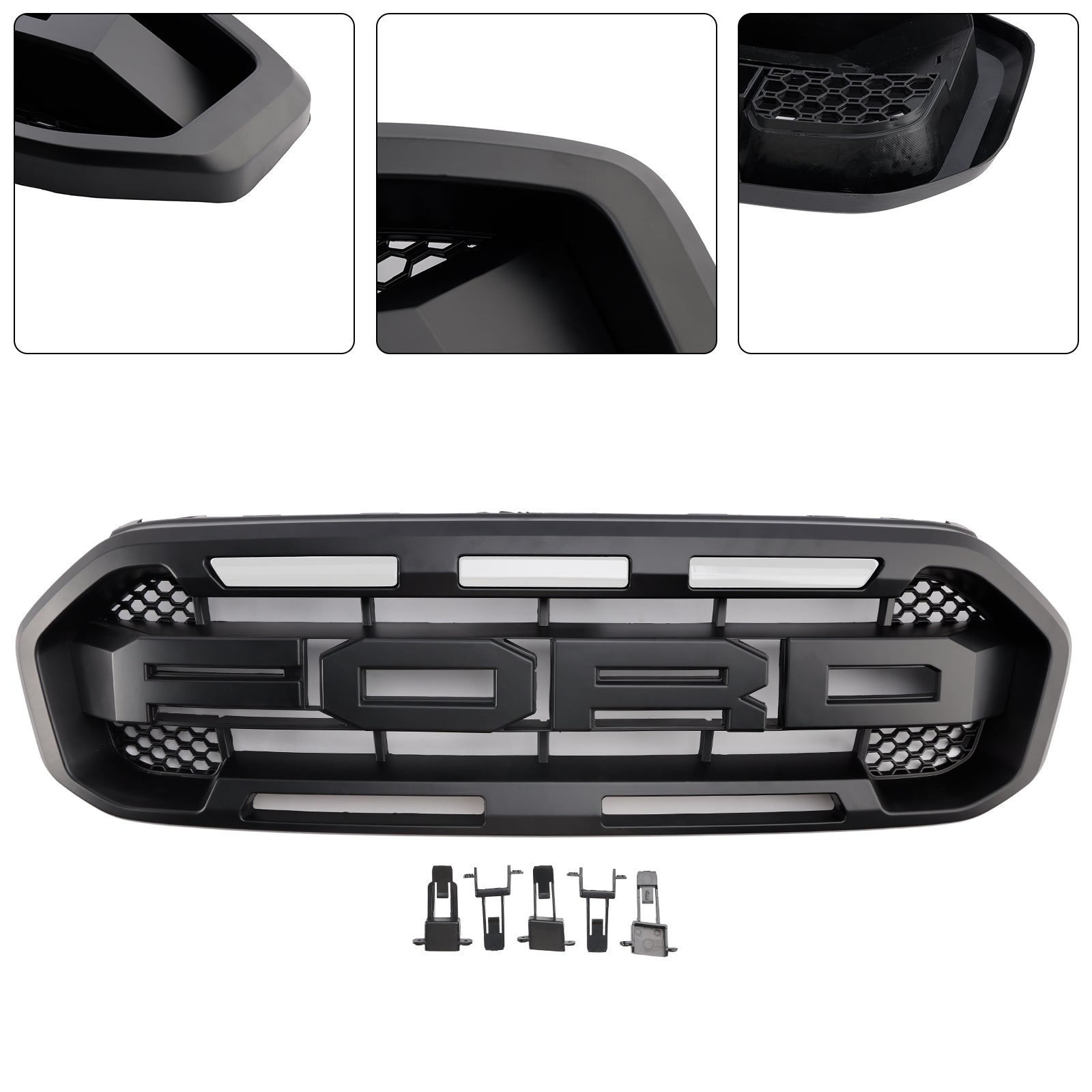 Grille de pare-chocs avant style Raptor pour Ford Ranger 2019-2023, noire