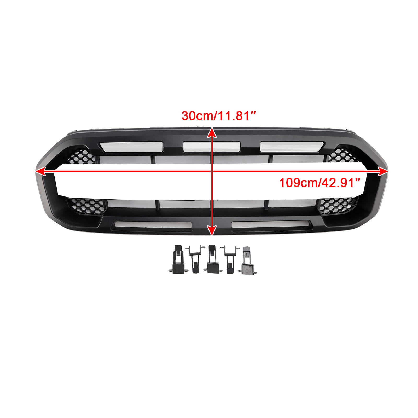 Grille de pare-chocs avant style Raptor pour Ford Ranger 2019-2023, noire