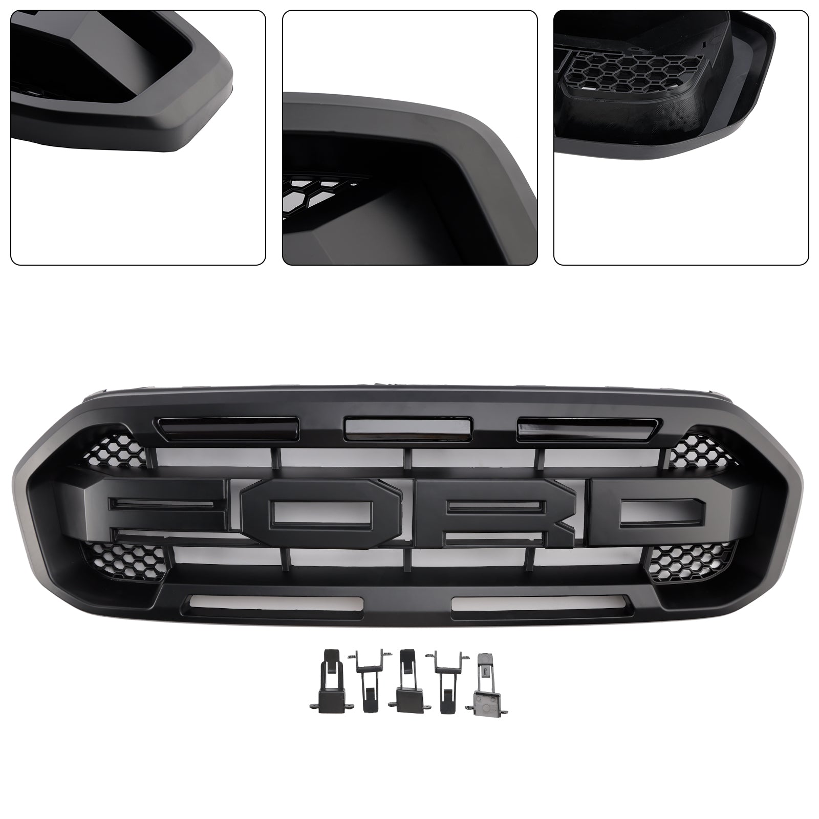 Grille de pare-chocs avant noire style Raptor pour Ford Ranger 2019-2023