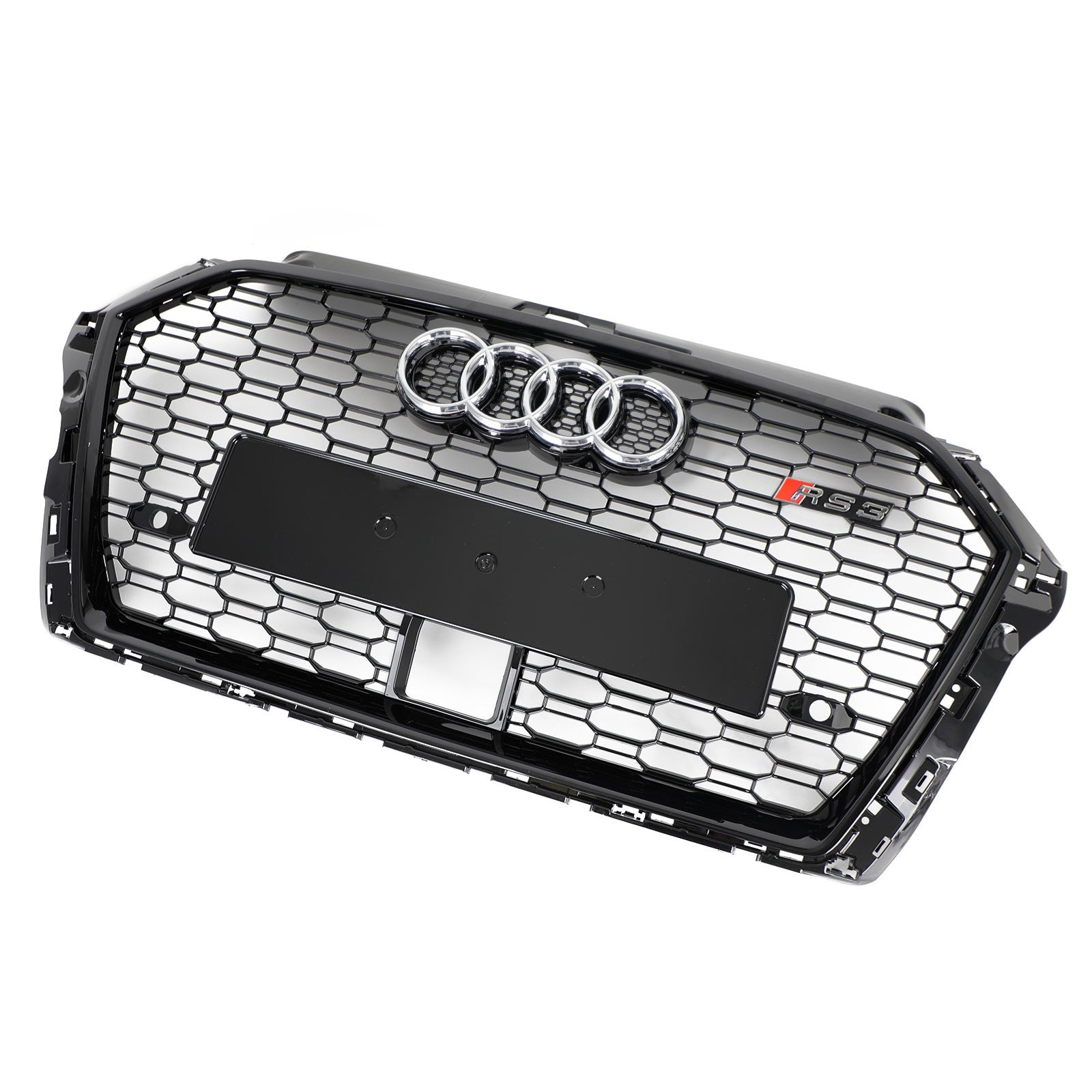 Calandre avant en nid d'abeille de style Audi A3 S3 RS3 2017-2019 avec noir brillant ACC
