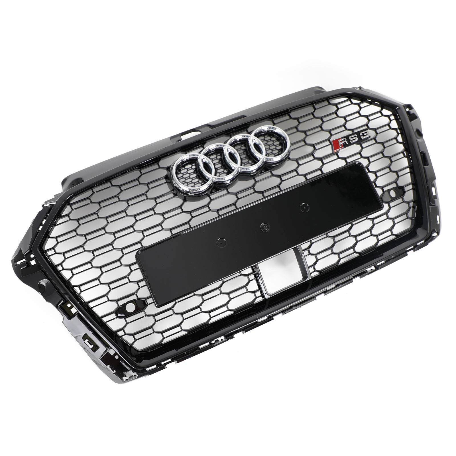 Calandre avant en nid d'abeille de style Audi A3 S3 RS3 2017-2019 avec noir brillant ACC
