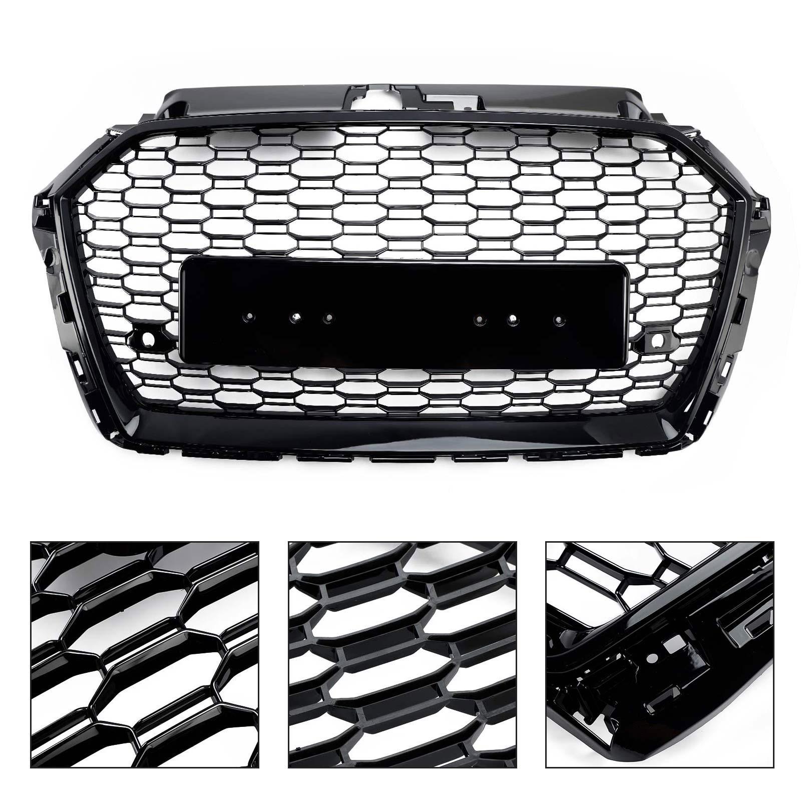 2017-2019 Audi A3 S3 8V RS3 Grille de pare-chocs avant en maille nid d'abeille Style RS3 noir non ACC