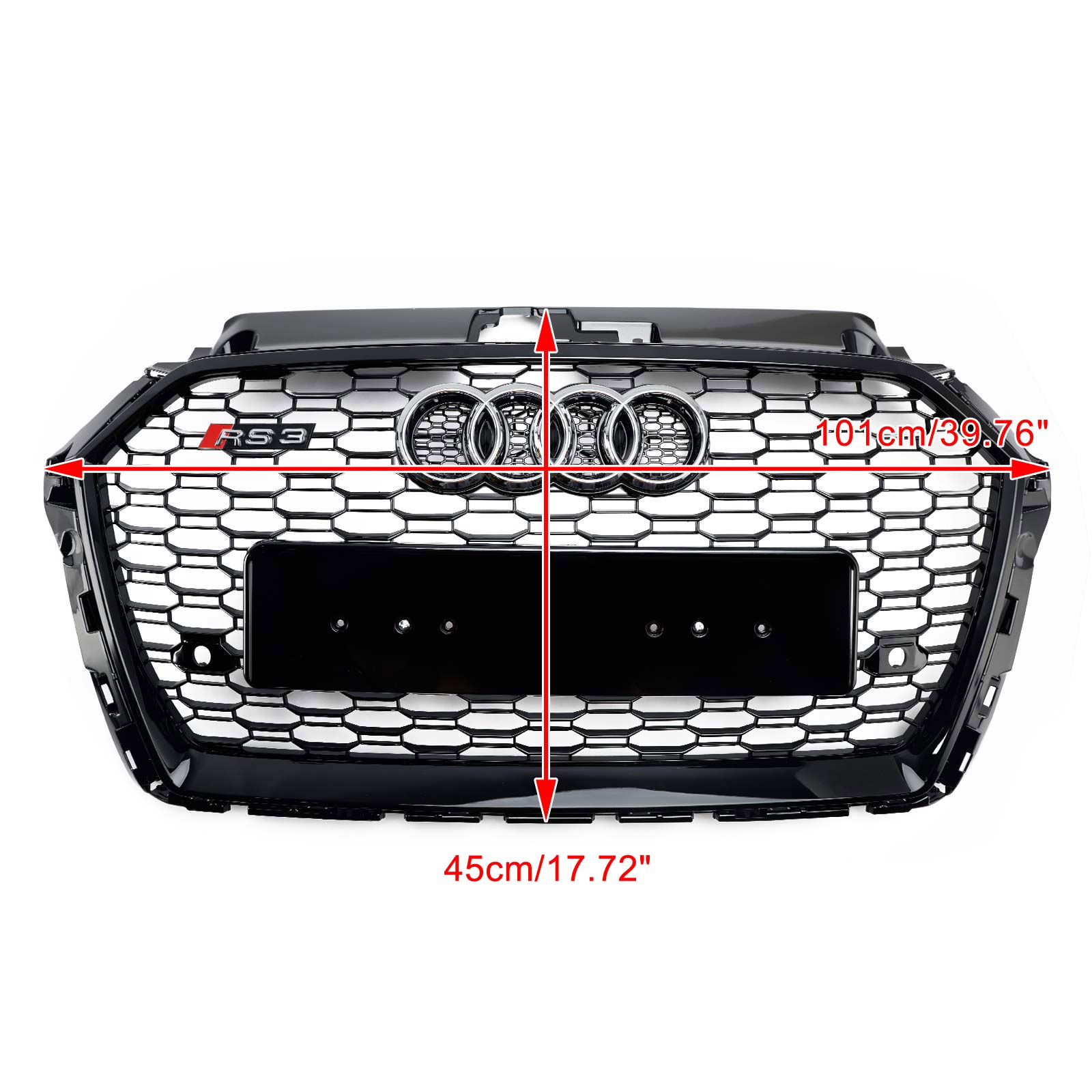 2017-2019 Audi A3 S3 RS3 Grille de pare-chocs avant en maille nid d'abeille noire non ACC
