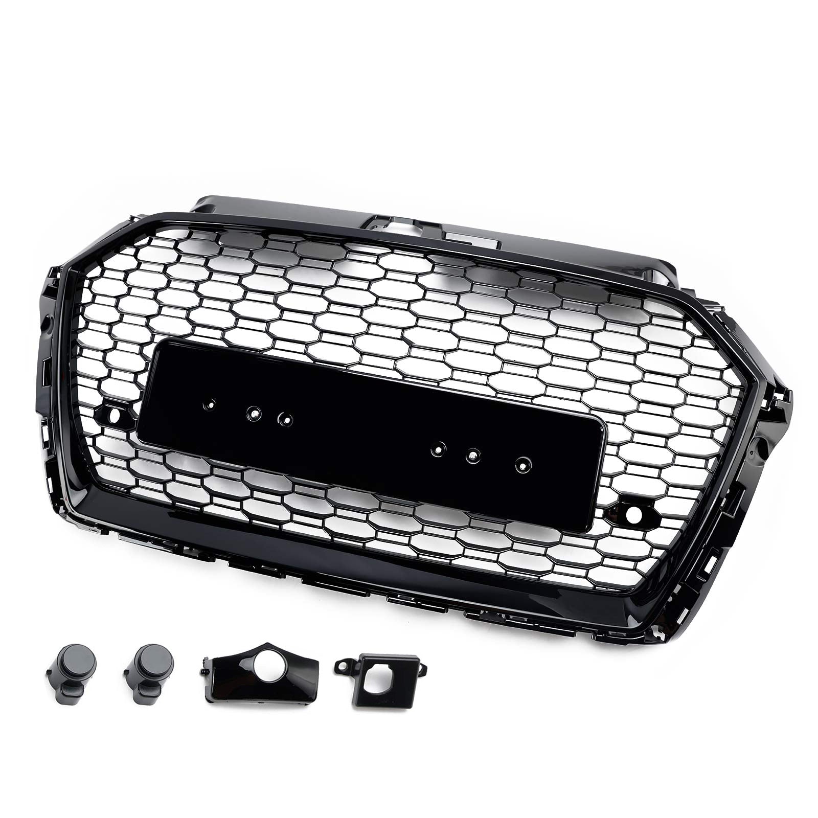 2017-2019 Audi A3 S3 8V RS3 Grille de pare-chocs avant en maille nid d'abeille Style RS3 noir non ACC