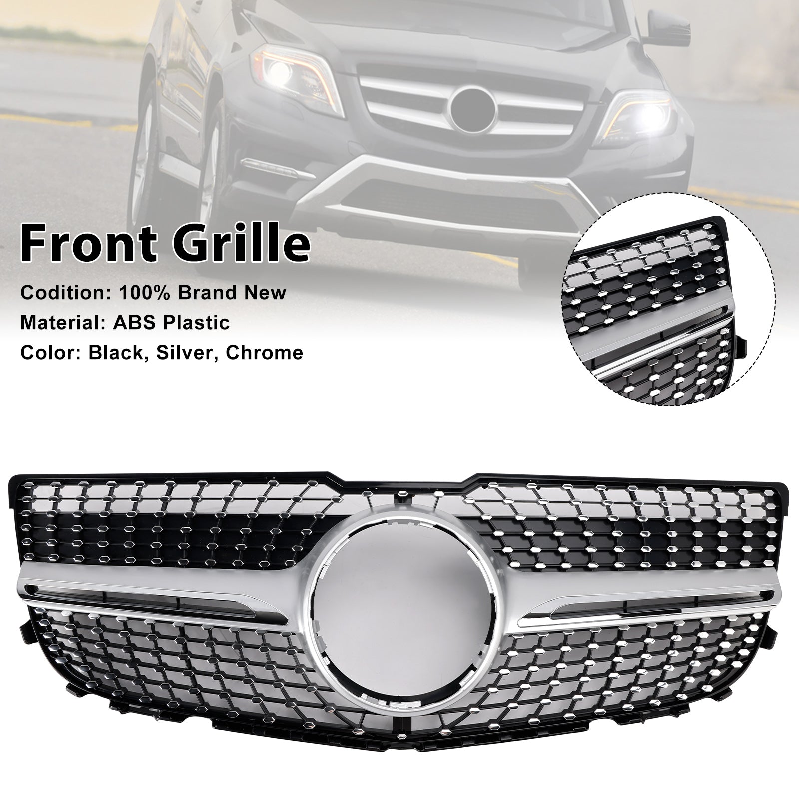 Grille de pare-chocs avant en diamant pour MERCEDES-BENZ GLK350 BASE SPORT UTILITY 4 PORTES 2013-2015