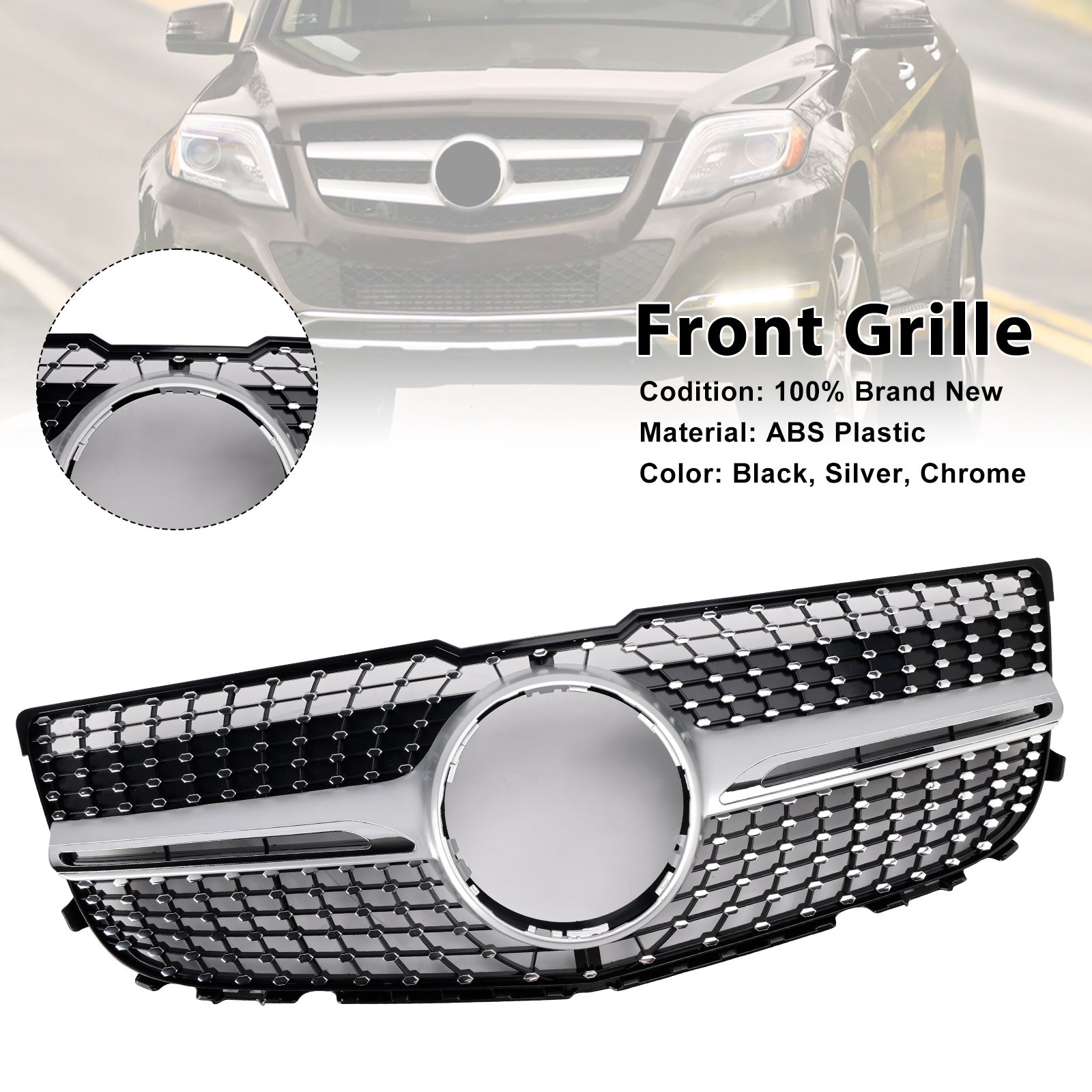 Grille de pare-chocs avant en diamant pour MERCEDES-BENZ GLK350 BASE SPORT UTILITY 4 PORTES 2013-2015