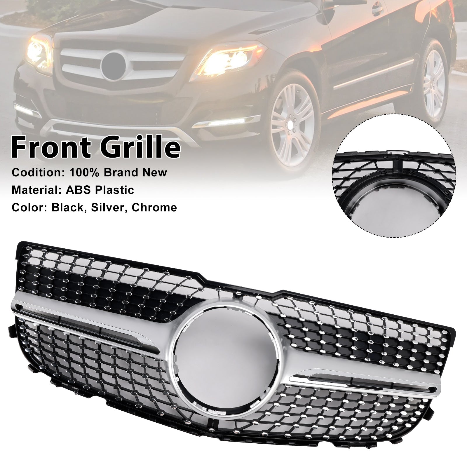 Grille de pare-chocs avant en diamant pour MERCEDES-BENZ GLK350 BASE SPORT UTILITY 4 PORTES 2013-2015