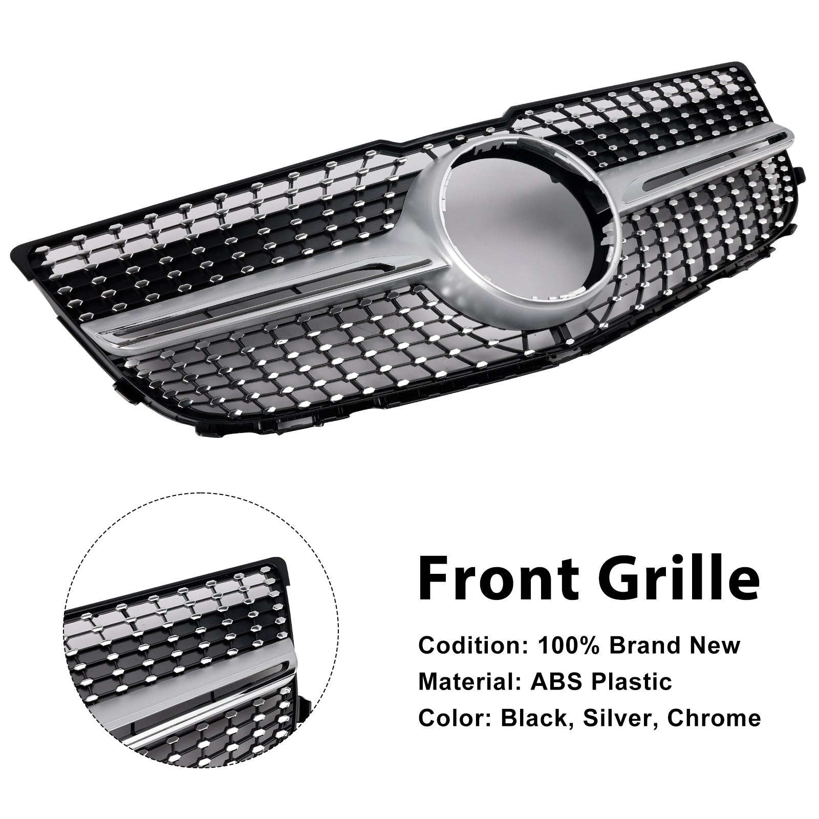 Grille de pare-chocs avant en diamant pour MERCEDES-BENZ GLK350 BASE SPORT UTILITY 4 PORTES 2013-2015