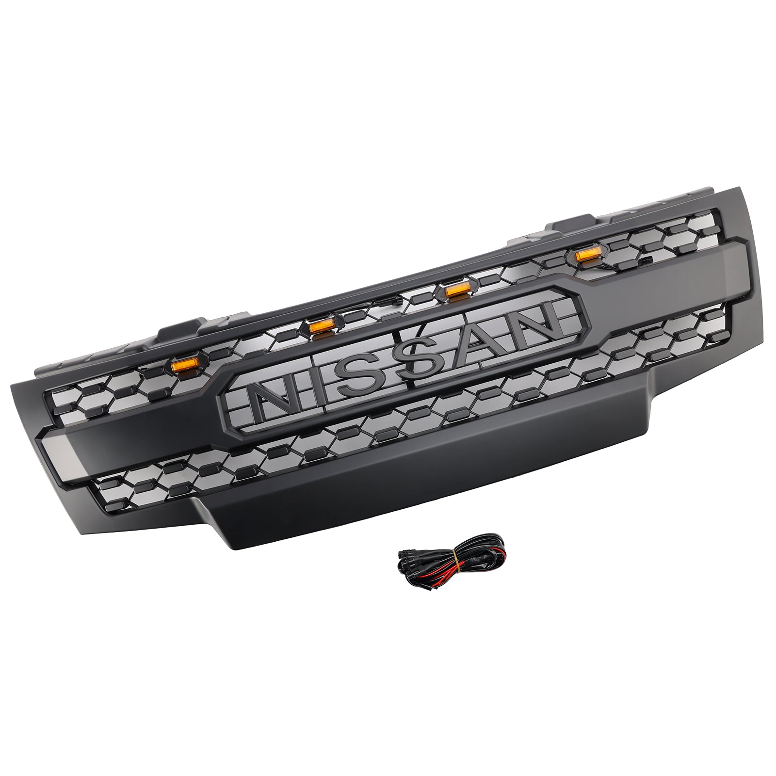 Cuadrícula de parachoques delantero negro con iluminación LED para Nissan Frontier 2009-2019
