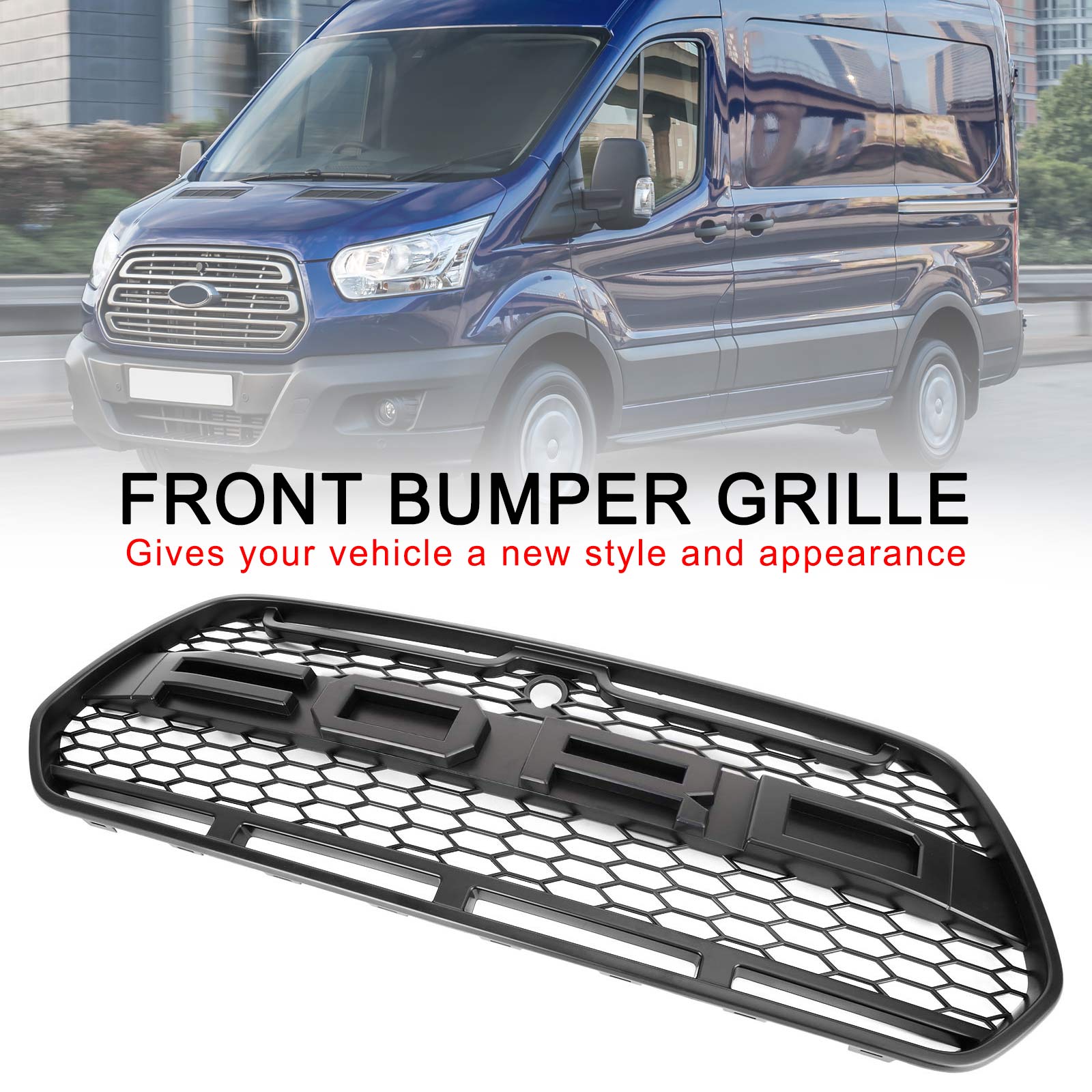 2015-2018 Ford Transit Mk8 Raptor Aggressiivinen tyylinen Grille de Buer Bone Mat Mat
