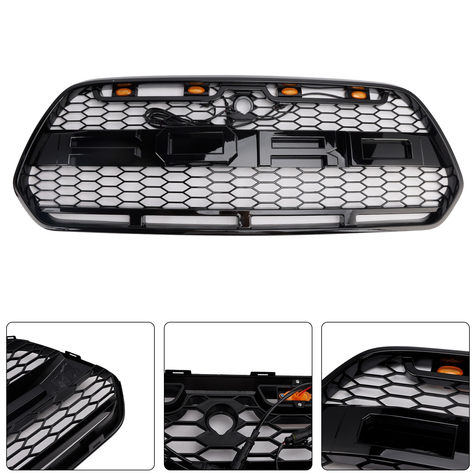 Grille de bumper Black Front Shiny LED voor Ford Transit MK8 Raptor 2015-2018