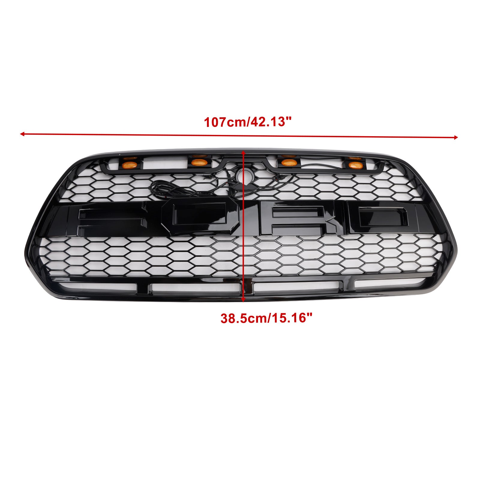 Grille de Bumper Black Front Błyszcząca LED dla Ford Transit MK8 Raptor 2015-2018