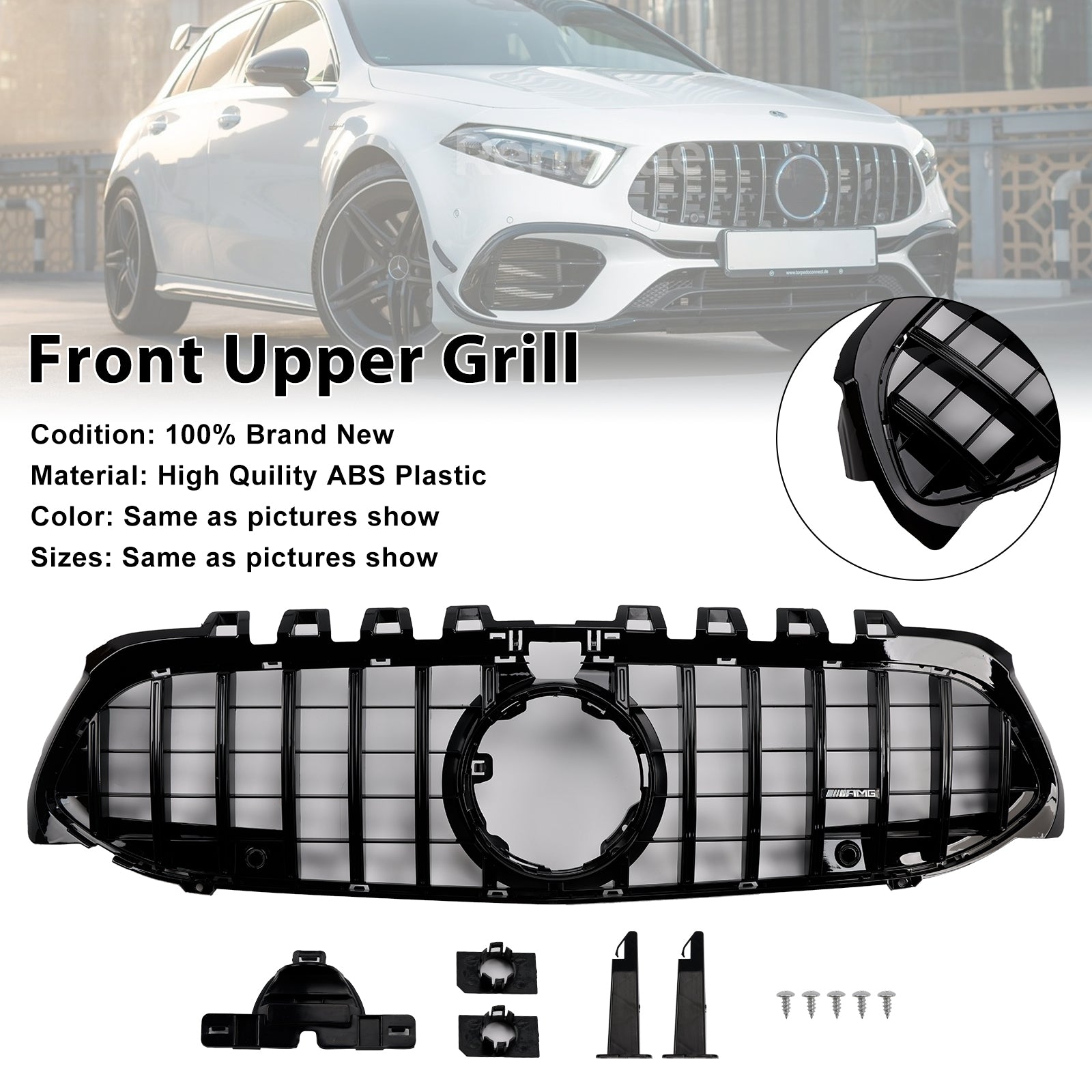 Czarny przedni grill zderzaka GT Style dla Mercedesa Benz Klasy A W177 2019-2023