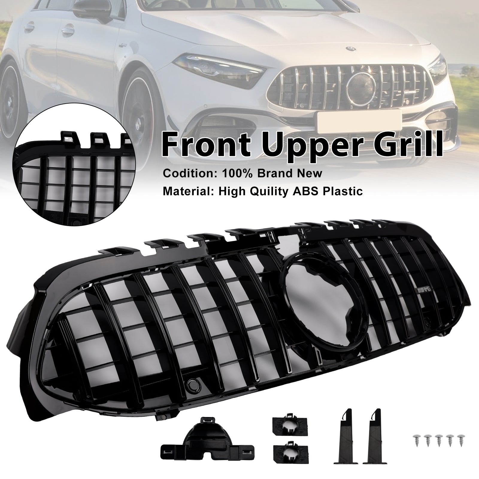 Czarny przedni grill zderzaka GT Style dla Mercedesa Benz Klasy A W177 2019-2023