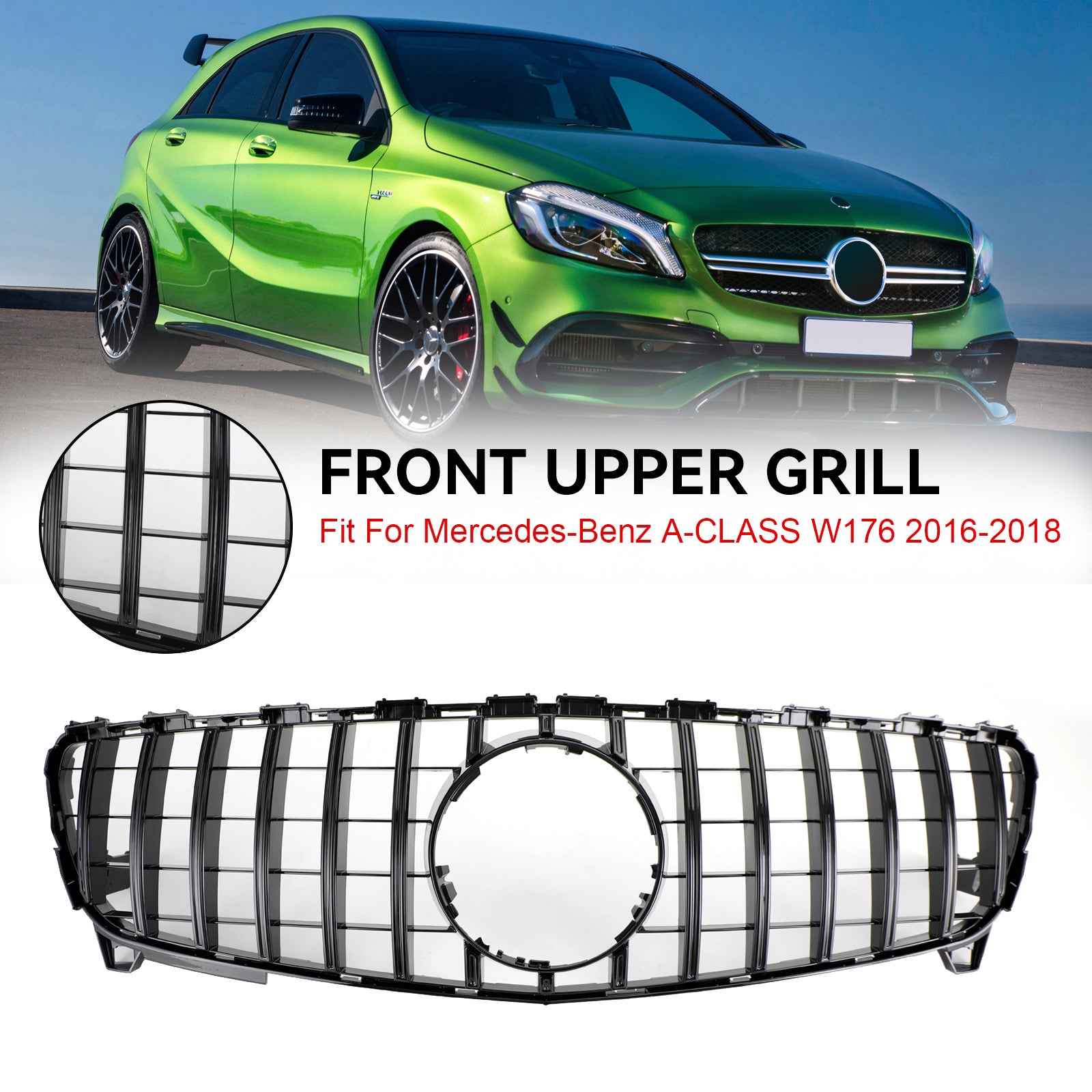 2016-2018 A-luokka W176 Mercedes-Benz GTR -tyylinen etupuskurin säleikkö