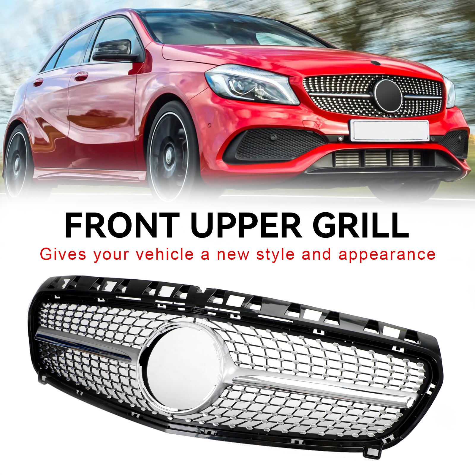Mercedes Benz Classe A W176 Griglia paraurti anteriore nera/cromata 2013-2015