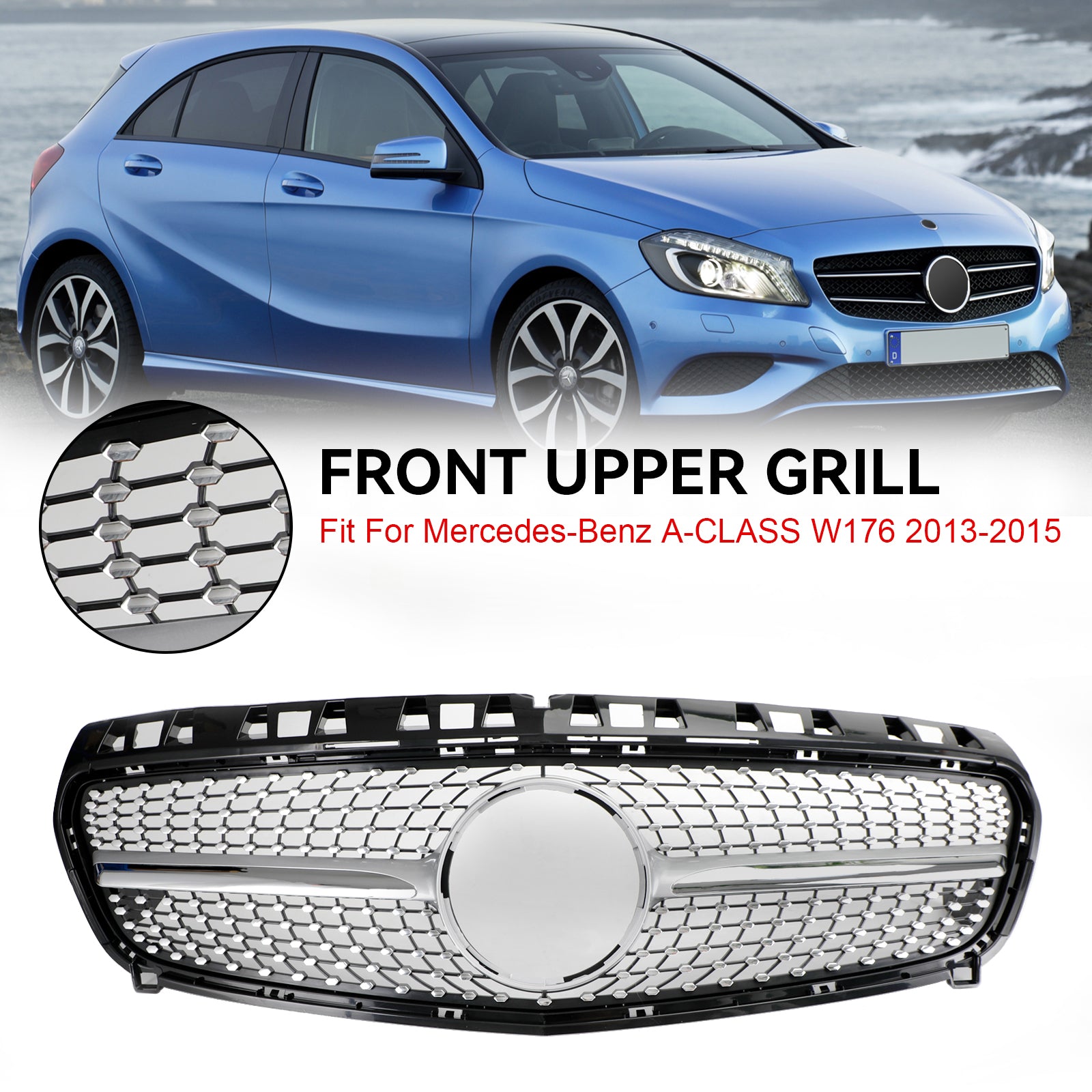 Mercedes Benz Classe A W176 Griglia paraurti anteriore nera/cromata 2013-2015