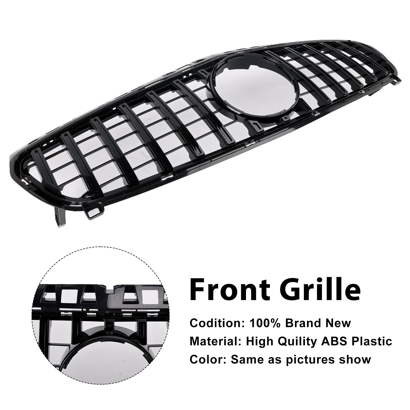 Glanzend zwarte grille voor de voorbumper van de Mercedes-Benz A-klasse. W176 2013-2015