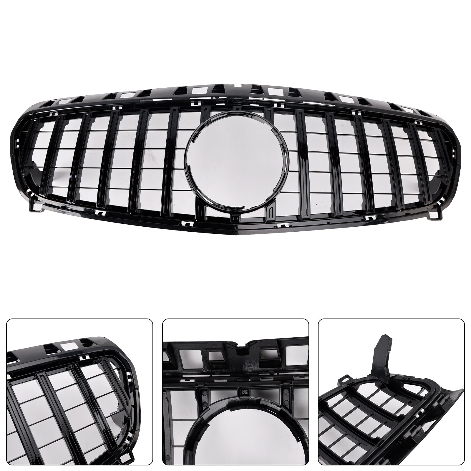 Glanzend zwarte grille voor de voorbumper van de Mercedes-Benz A-klasse. W176 2013-2015