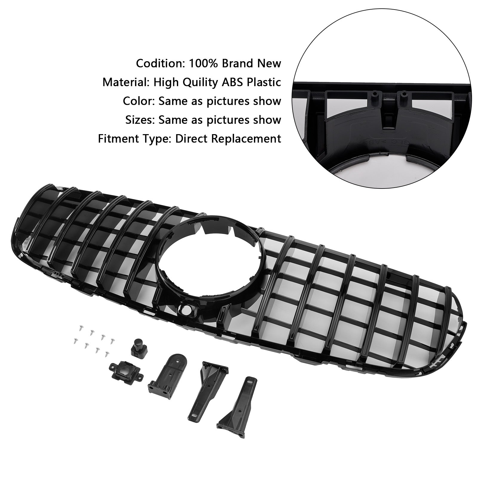 Grille de pare-chocs avant noire brillante pour Mercedes Benz GLC X253 C253 2015-2019