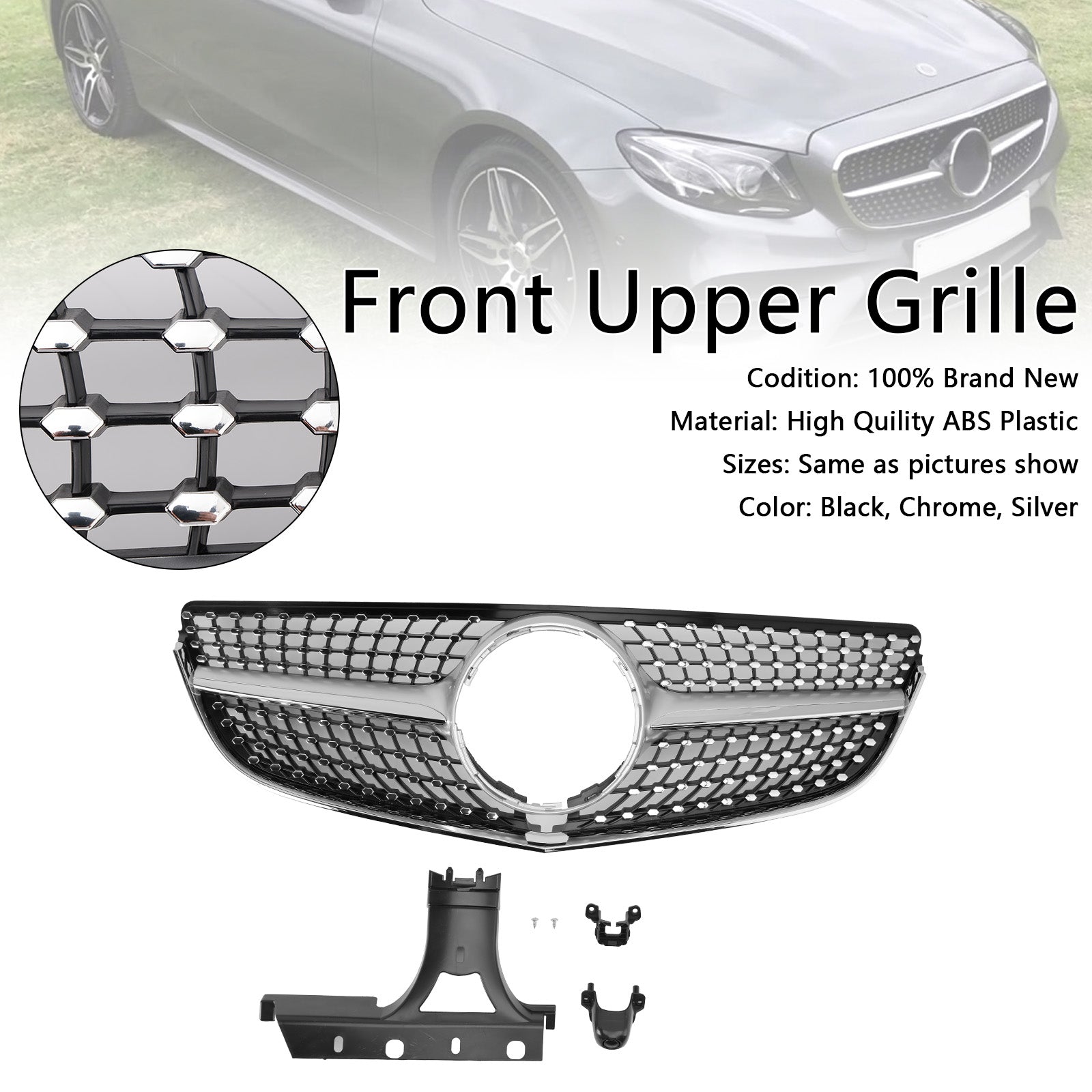 Parrilla delantera con corte de diamante para Mercedes Clase E W207 Coupé 2014-2017