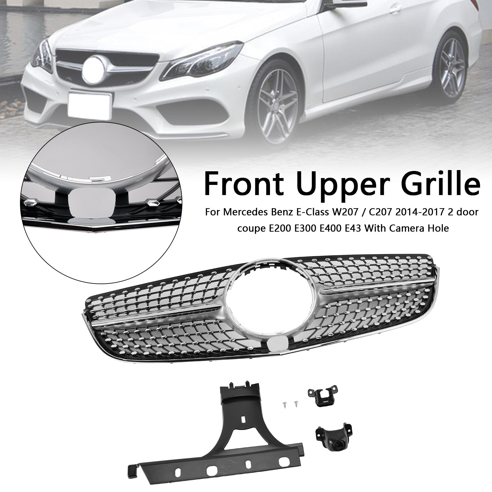 Parrilla delantera con corte de diamante para Mercedes Clase E W207 Coupé 2014-2017