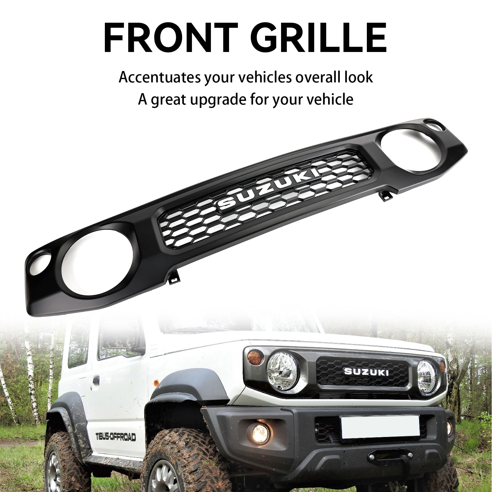 Griglia per paraurti anteriore a nido d'ape per Suzuki Jimny JB74 2019-2023 Nera