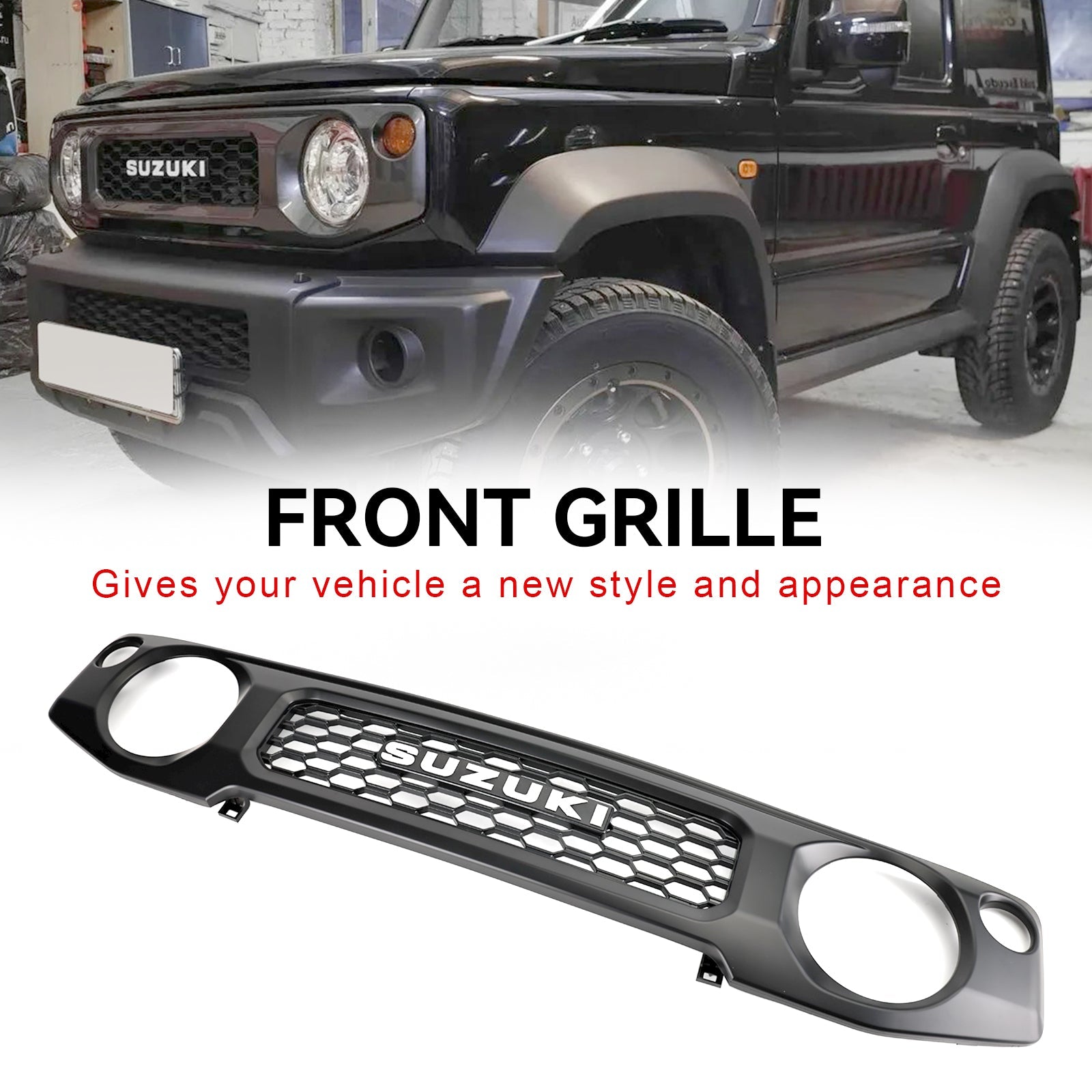 Griglia per paraurti anteriore a nido d'ape per Suzuki Jimny JB74 2019-2023 Nera