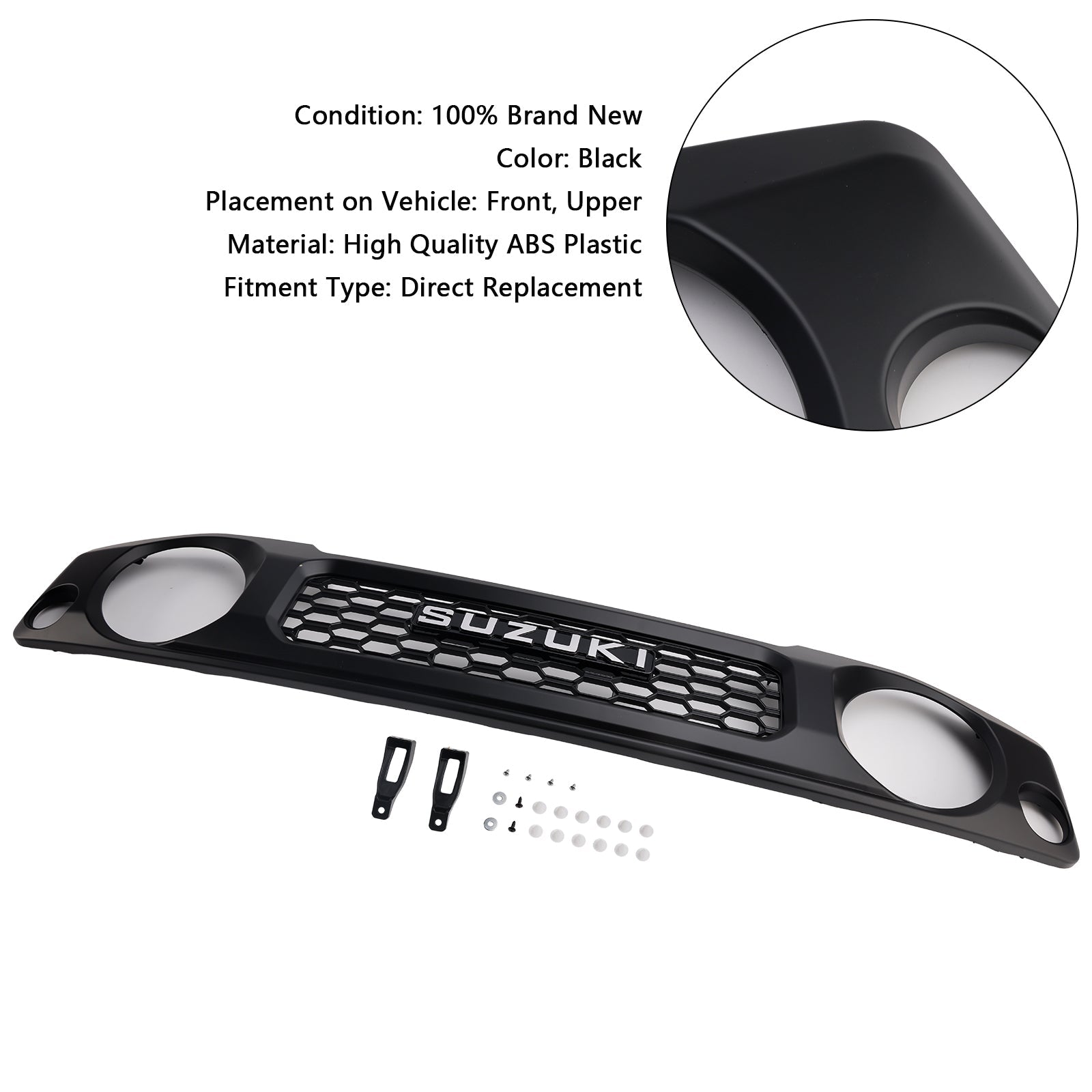 2019 2020 2021 2022 2023 SUZUKI JIMNY JB64 JB74 Calandre Front in Black Honeycomb