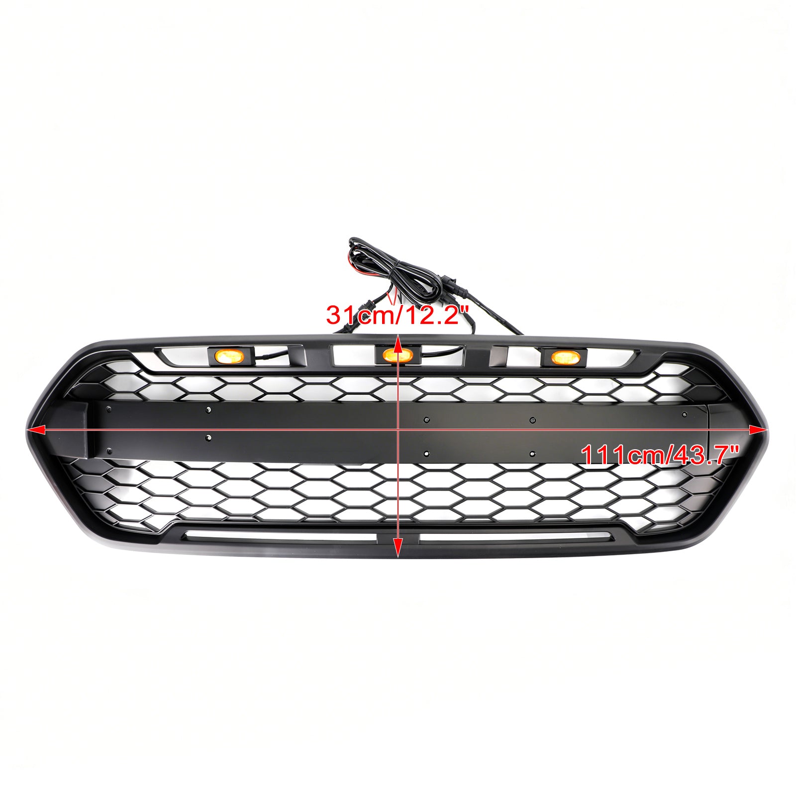 Ford Transit Custom Trail 2018-2023 con griglia del paraurti anteriore stile Raptor nera a 3 LED
